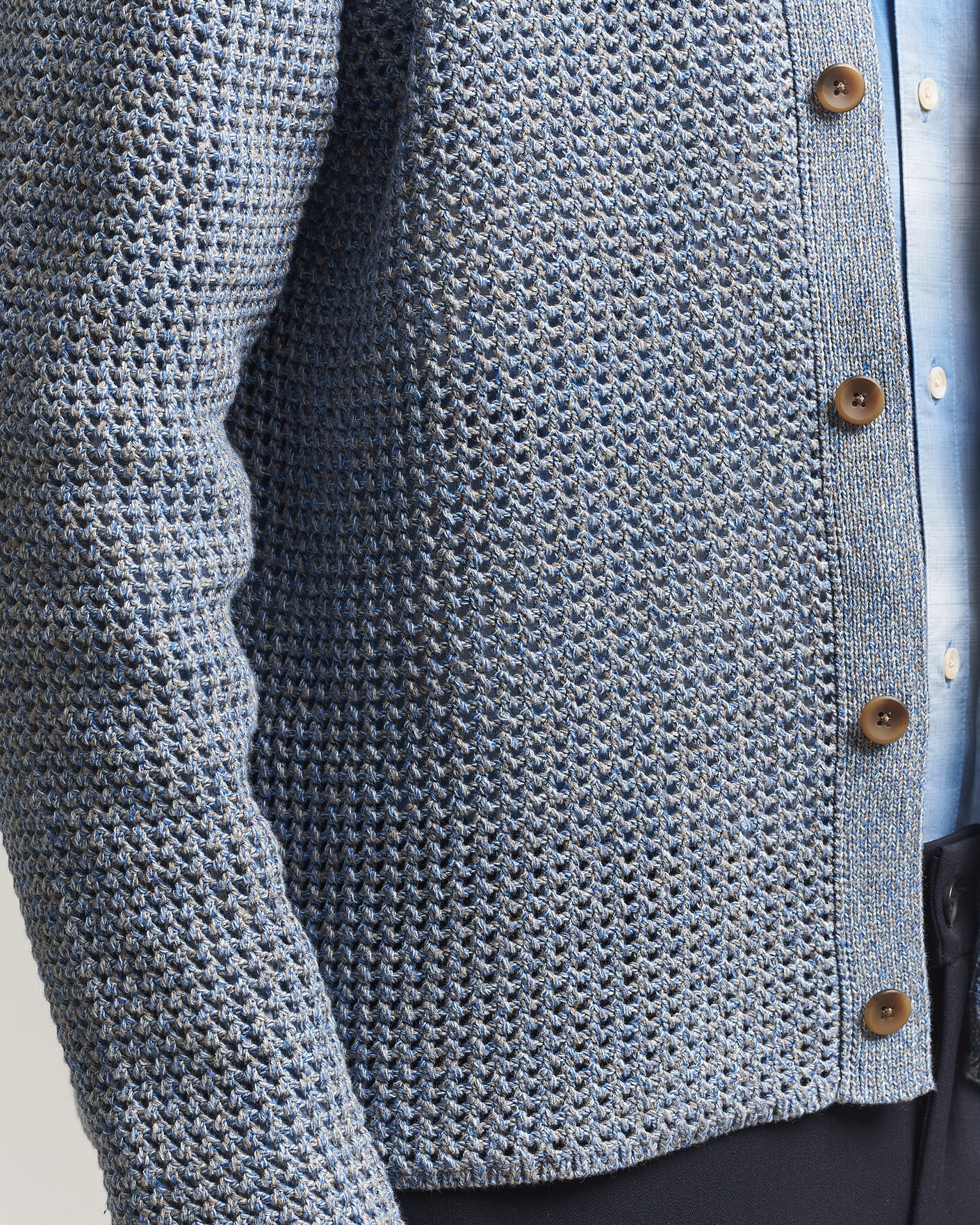 Herr | Tröjor | LES DEUX | Gerald Knitted Shirt Dark Denim Blue