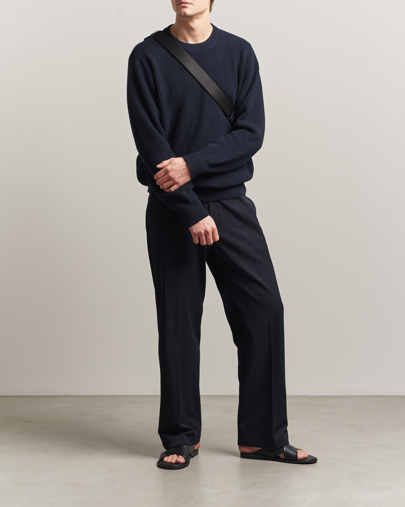 Herr | Tröjor | LES DEUX | Garry Rib Crew Neck Knit Dark Navy