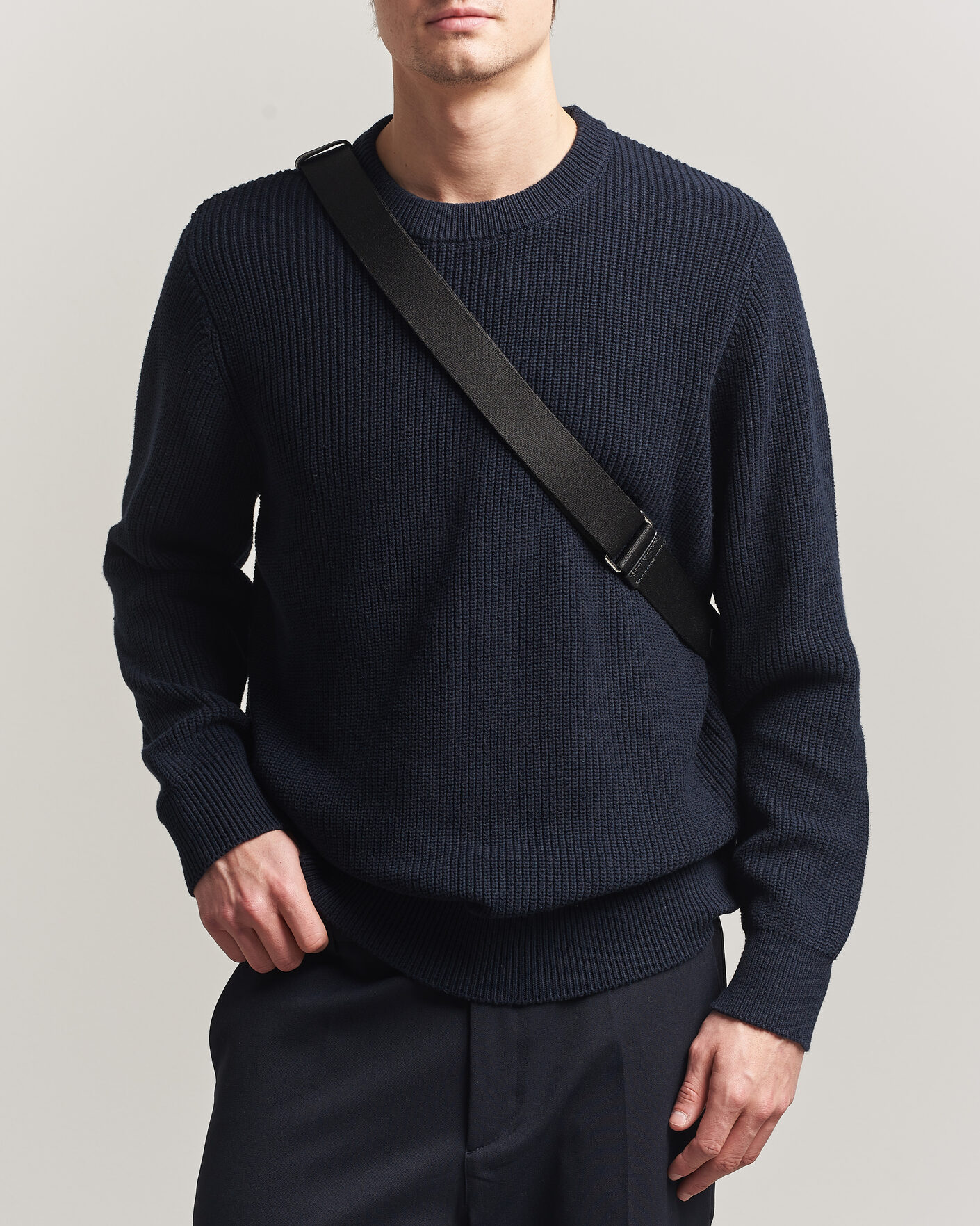 Herr | Tröjor | LES DEUX | Garry Rib Crew Neck Knit Dark Navy