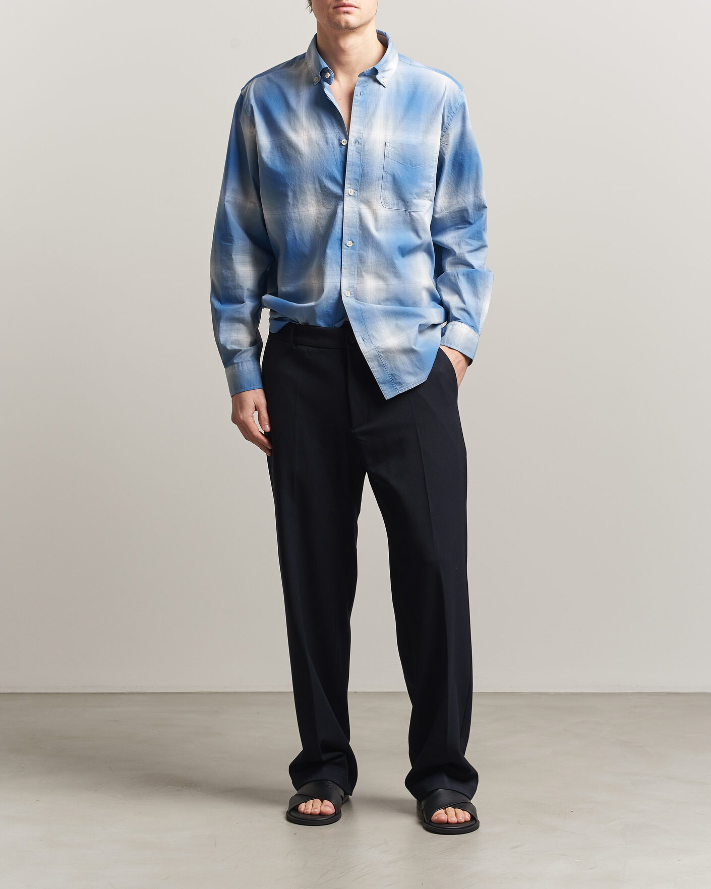 Herr | Skjortor | LES DEUX | Kent Shadowcheck Shirt Palace Blue