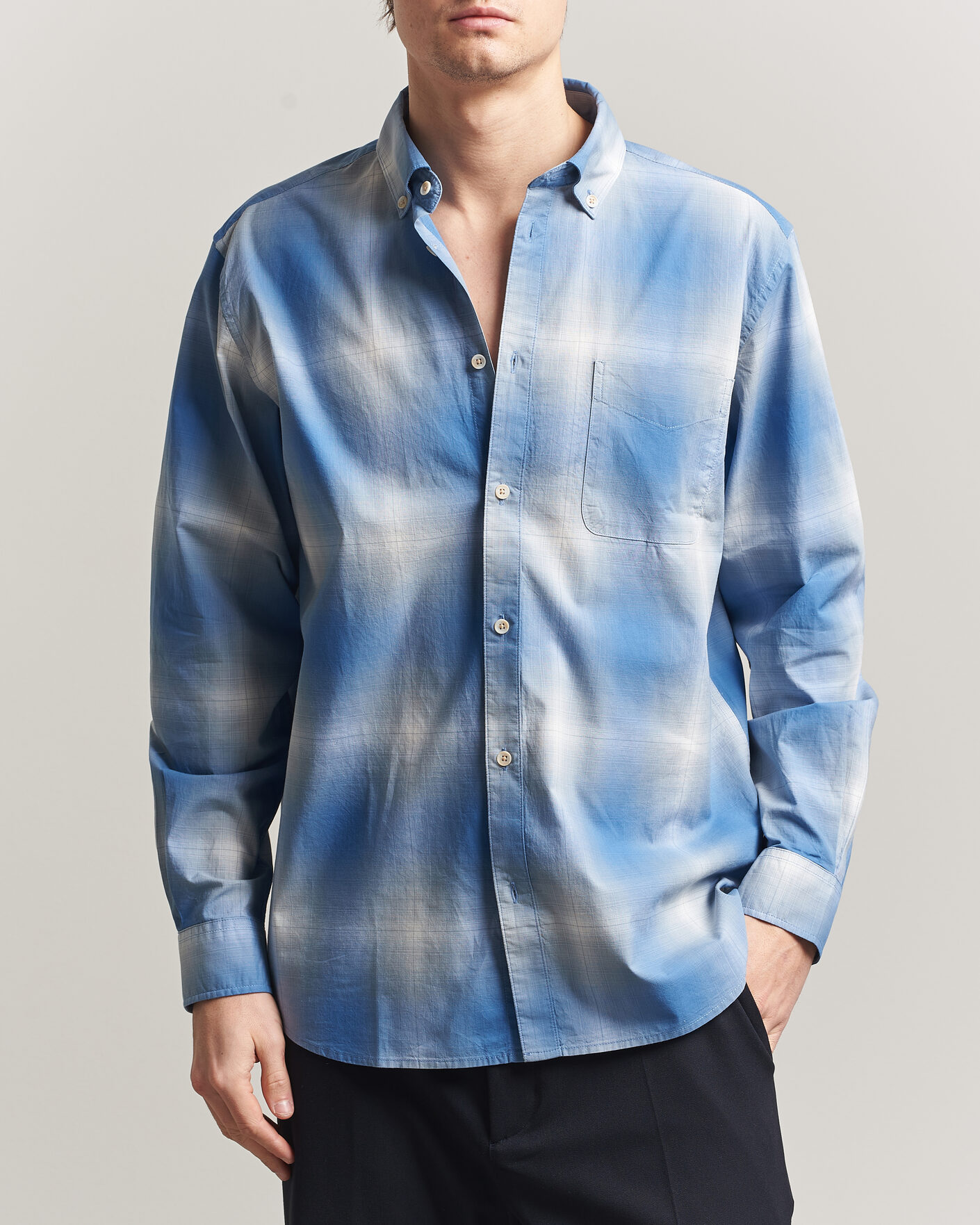 Herr | Skjortor | LES DEUX | Kent Shadowcheck Shirt Palace Blue