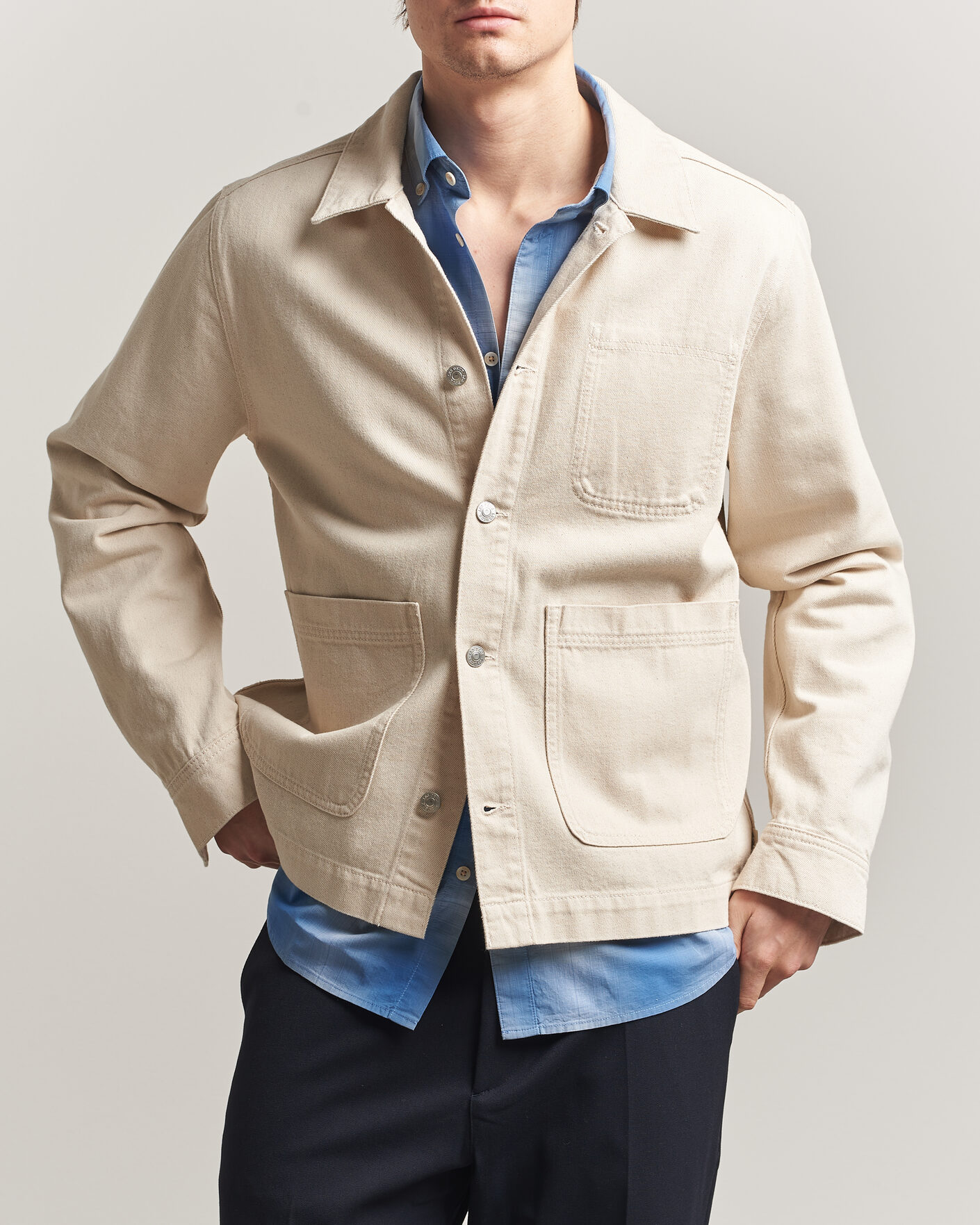 Herr | Skjortor | LES DEUX | Layton Denim Overshirt Ivory