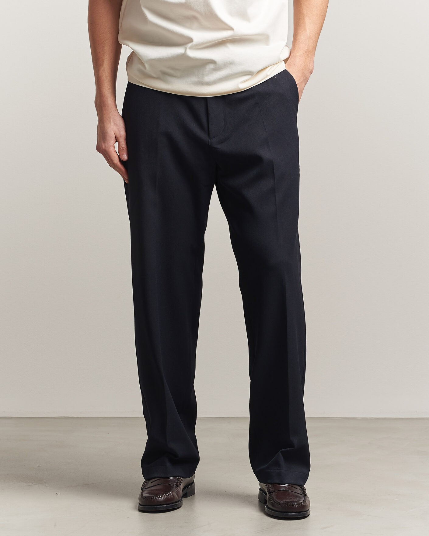 Herr | Byxor | LES DEUX | Como Solid Slack Pants Dark Navy