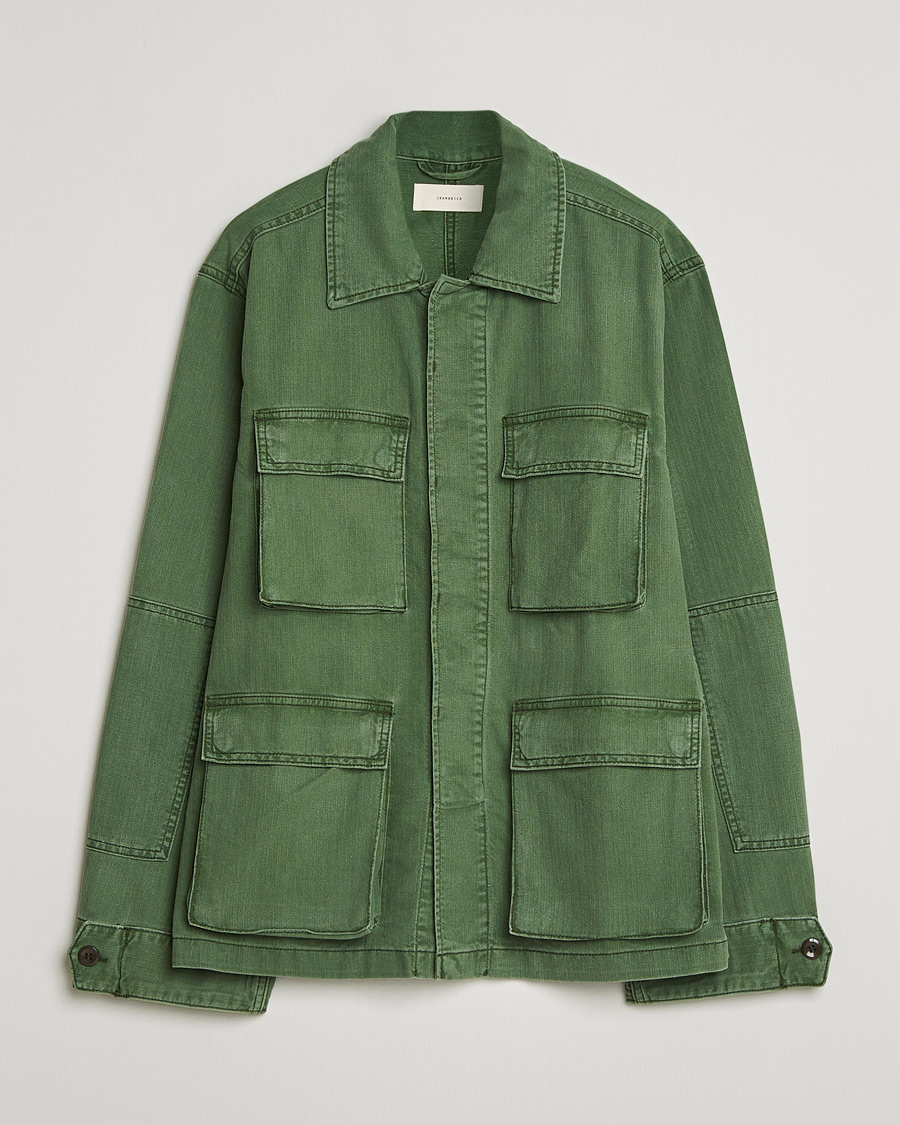 Herr | Jackor | Jeanerica | Luc Herringbone Shirt Jacket Chevron Green