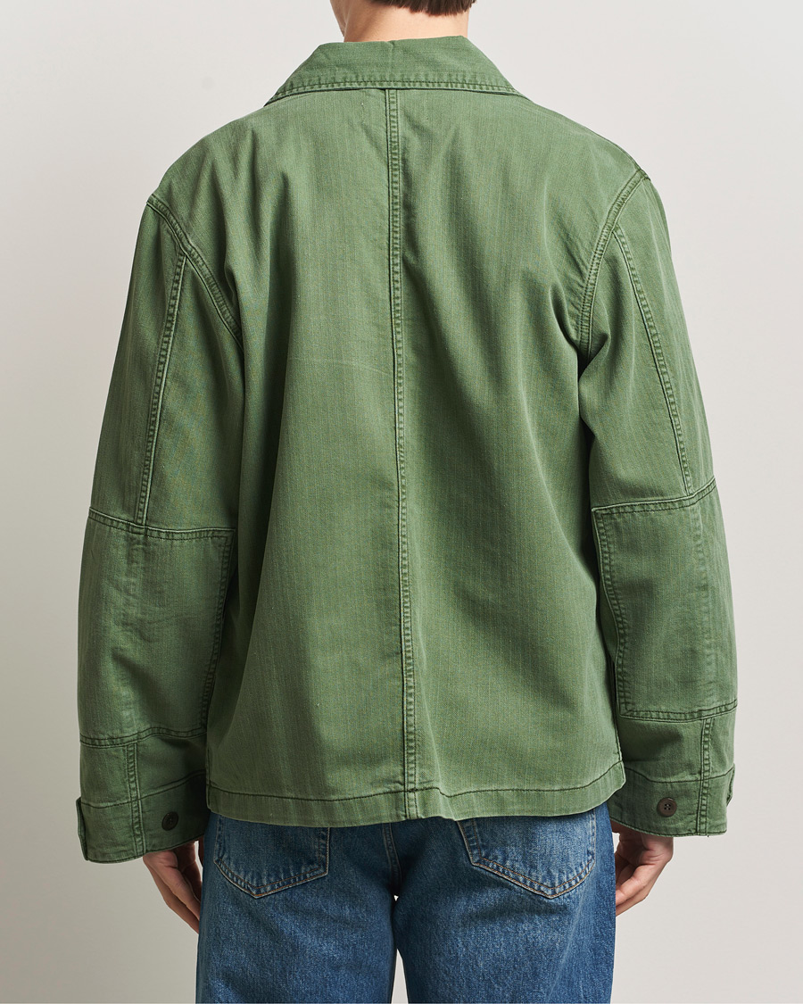 Herr | Jackor | Jeanerica | Luc Herringbone Shirt Jacket Chevron Green