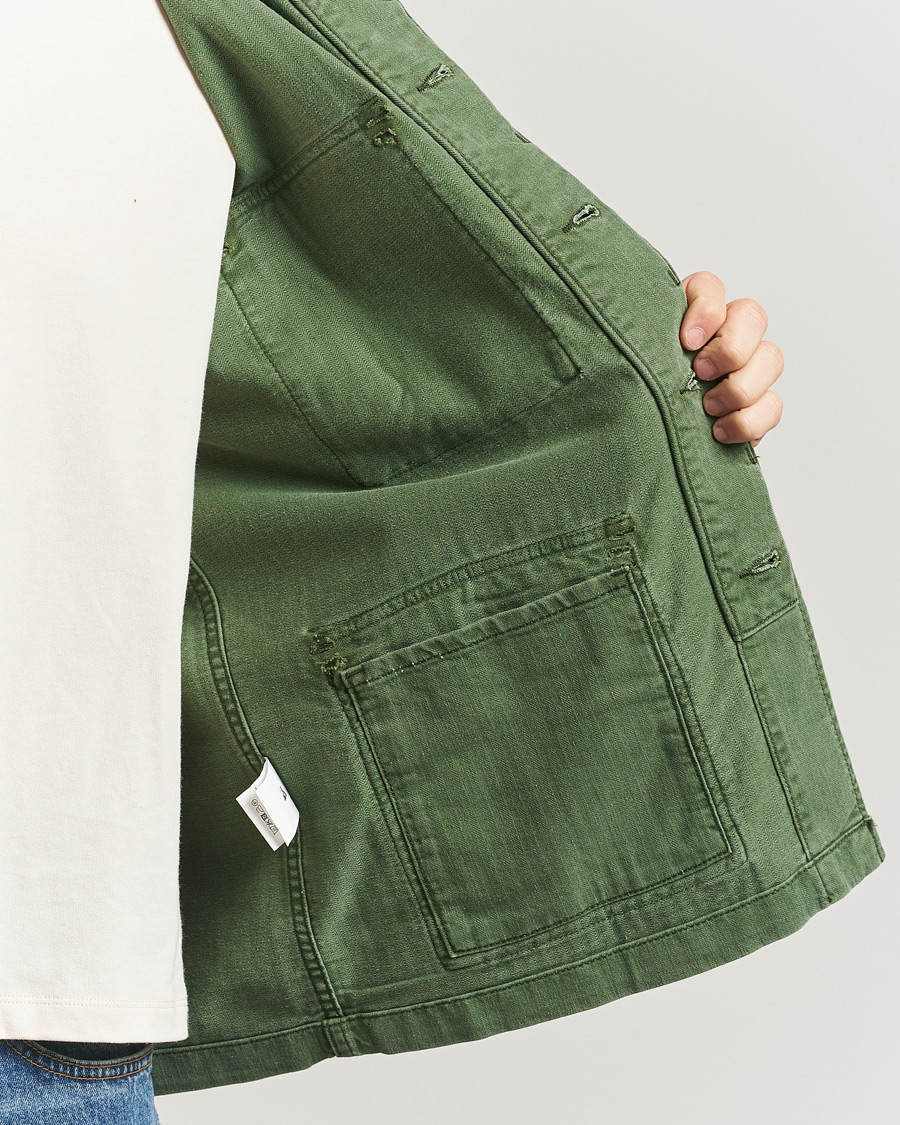 Herr | Jackor | Jeanerica | Luc Herringbone Shirt Jacket Chevron Green