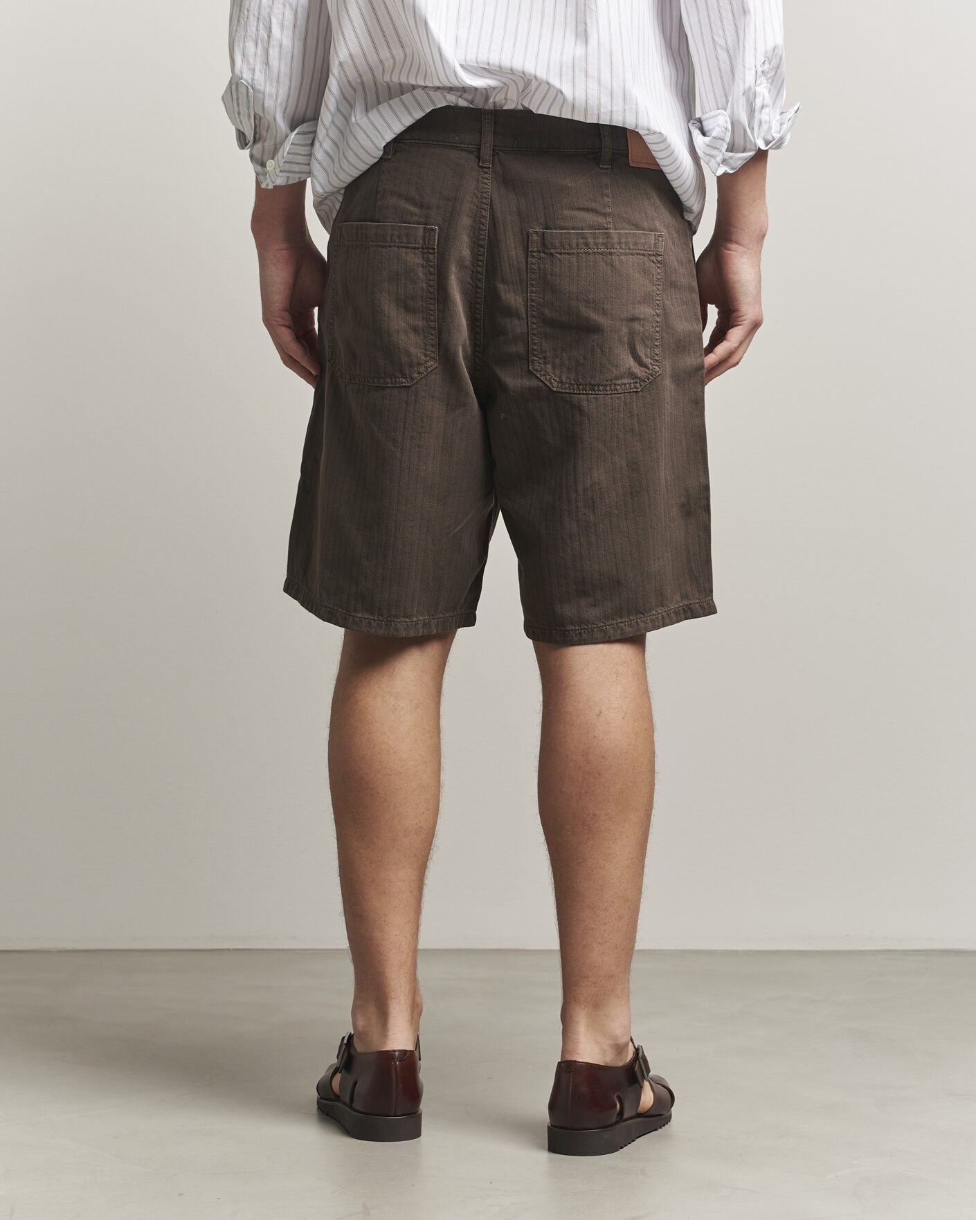 Herr | Shorts | Jeanerica | Genua Worker Chino Shorts Chevron Brown