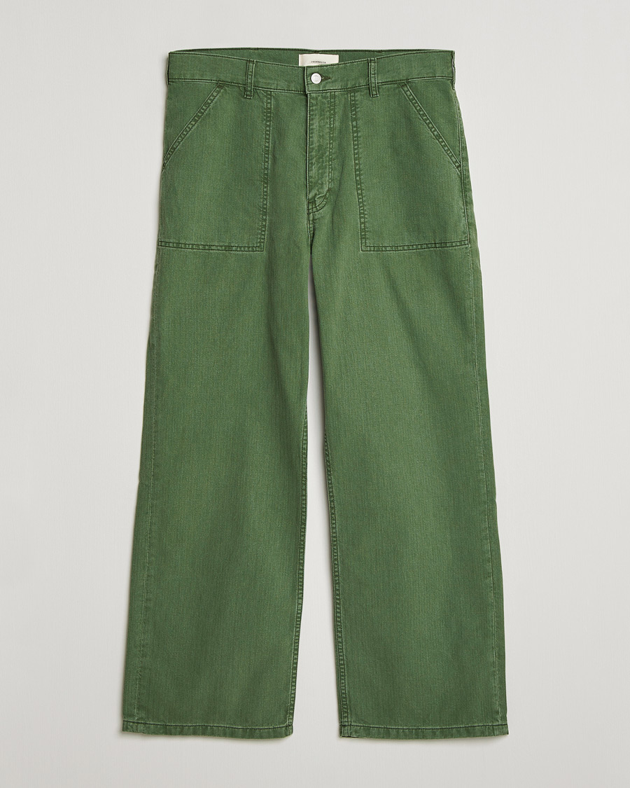 Herr | Byxor | Jeanerica | Genua Herringbone Worker Chino Chevron Green