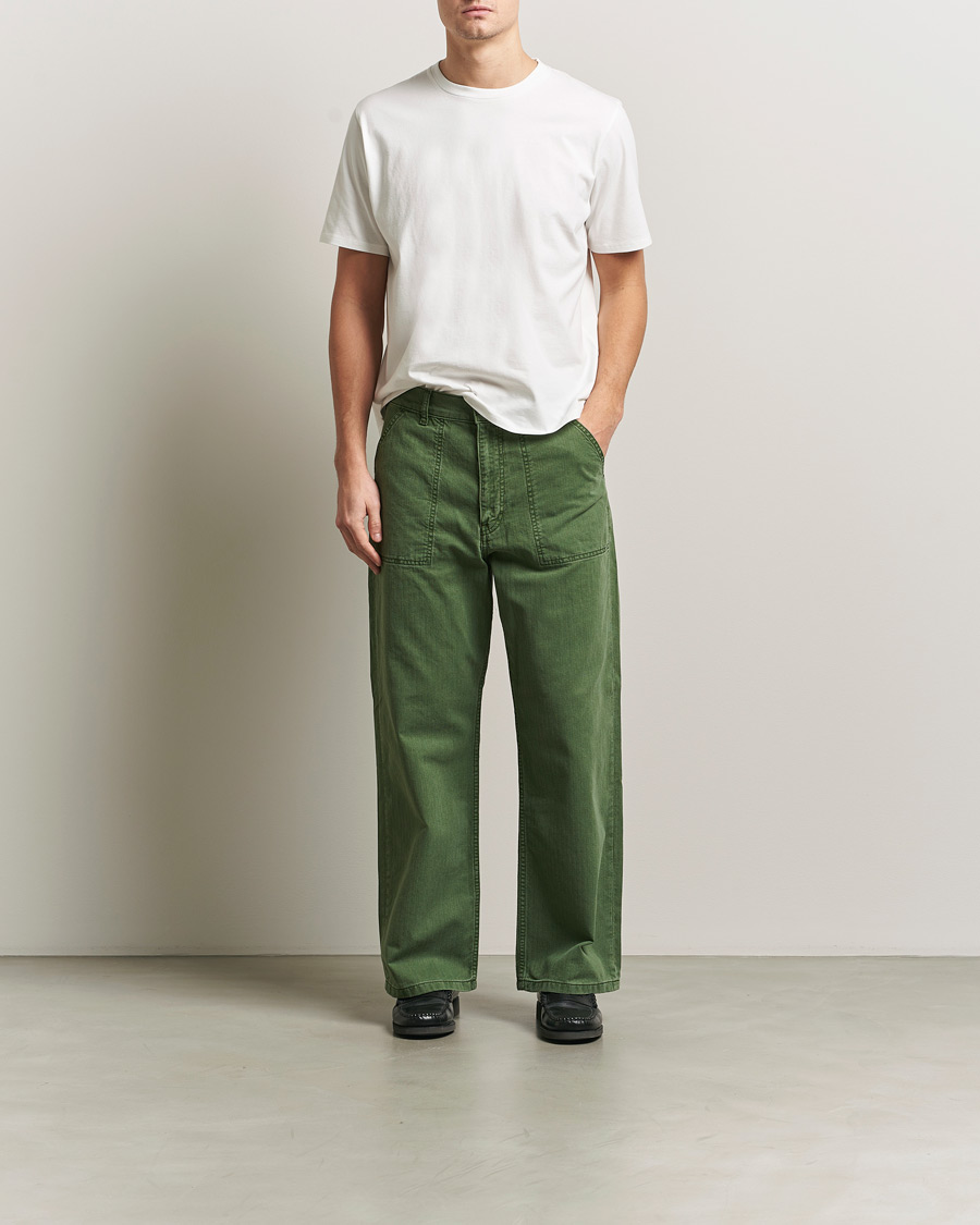 Herr | Byxor | Jeanerica | Genua Herringbone Worker Chino Chevron Green