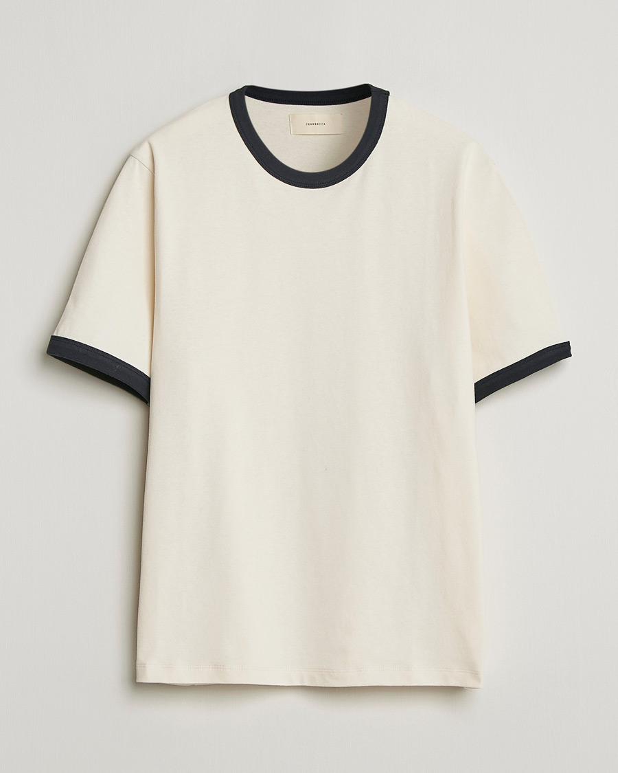 Herr | T-Shirts | Jeanerica | Ringer Crew Neck T-Shirt Off White