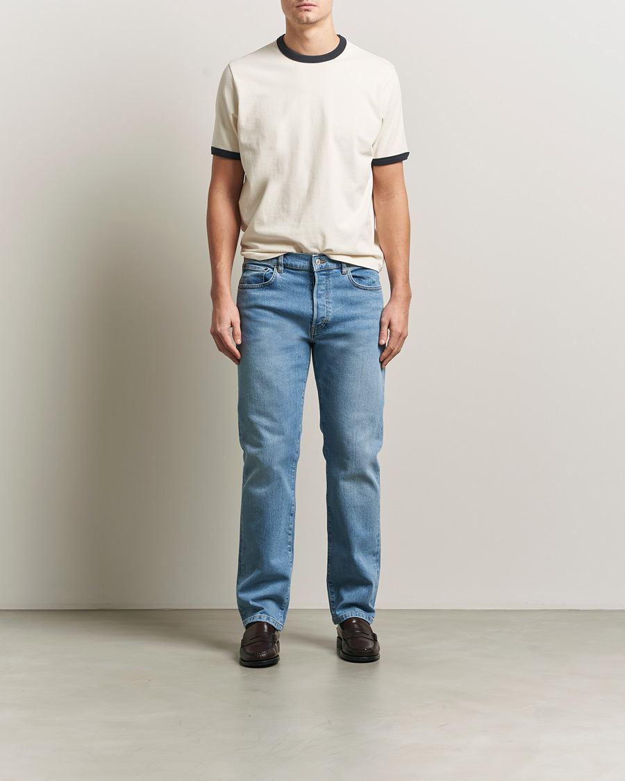 Herr | T-Shirts | Jeanerica | Ringer Crew Neck T-Shirt Off White