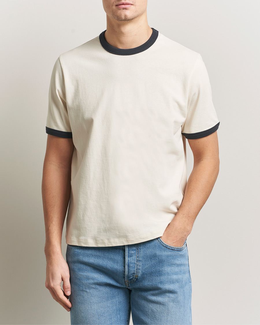 Herr | T-Shirts | Jeanerica | Ringer Crew Neck T-Shirt Off White