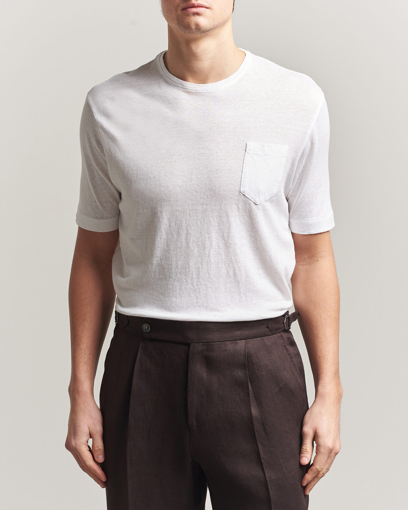 Herr | T-Shirts | Massimo Alba | Panarea Cotton/Linen T-Shirt White