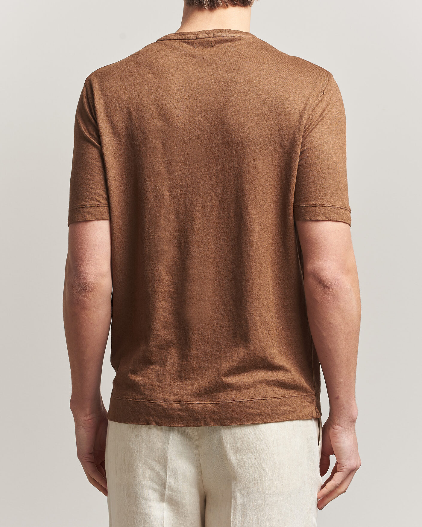 Herr | T-Shirts | Massimo Alba | Panarea Cotton/Linen T-Shirt Wood
