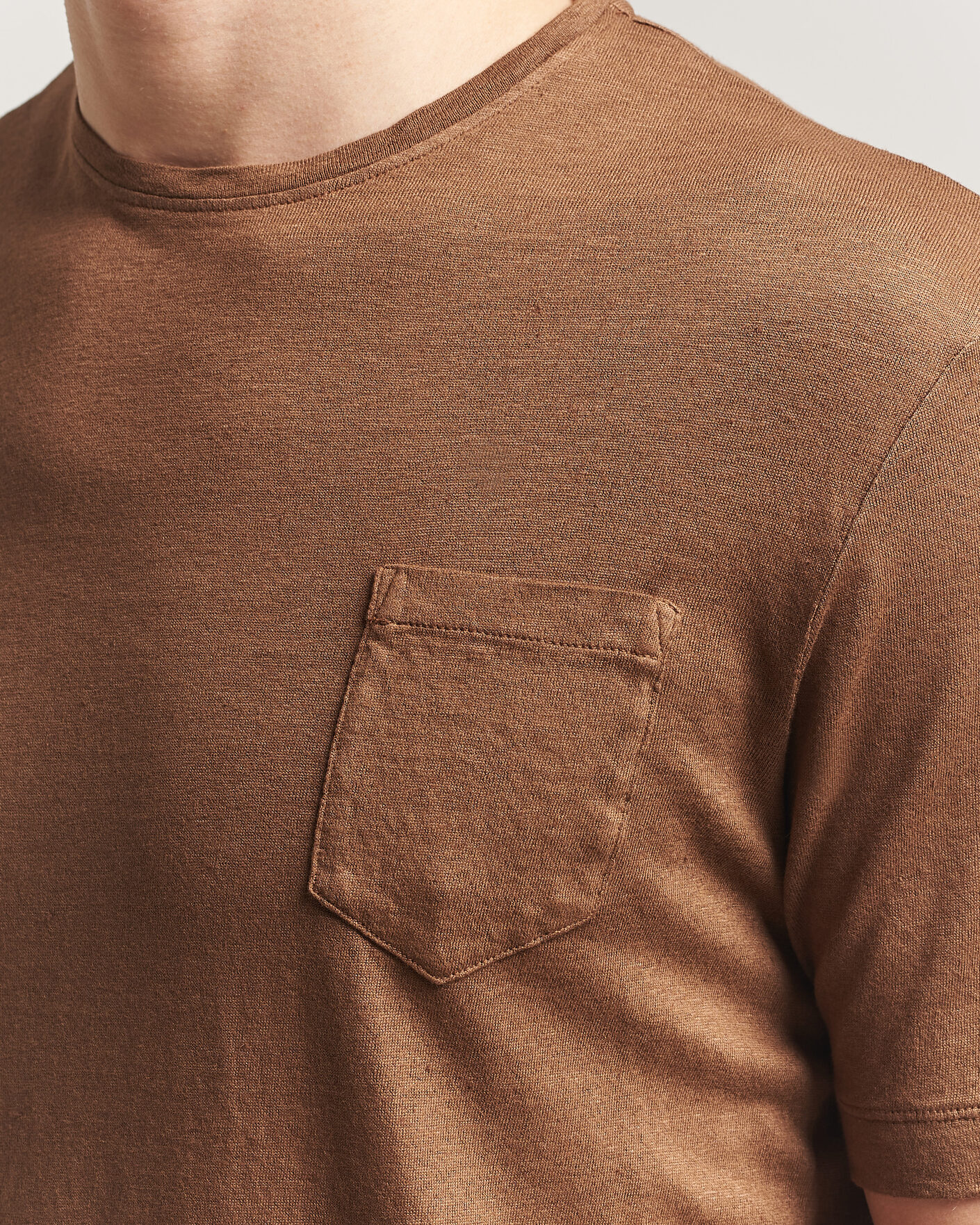 Herr | T-Shirts | Massimo Alba | Panarea Cotton/Linen T-Shirt Wood