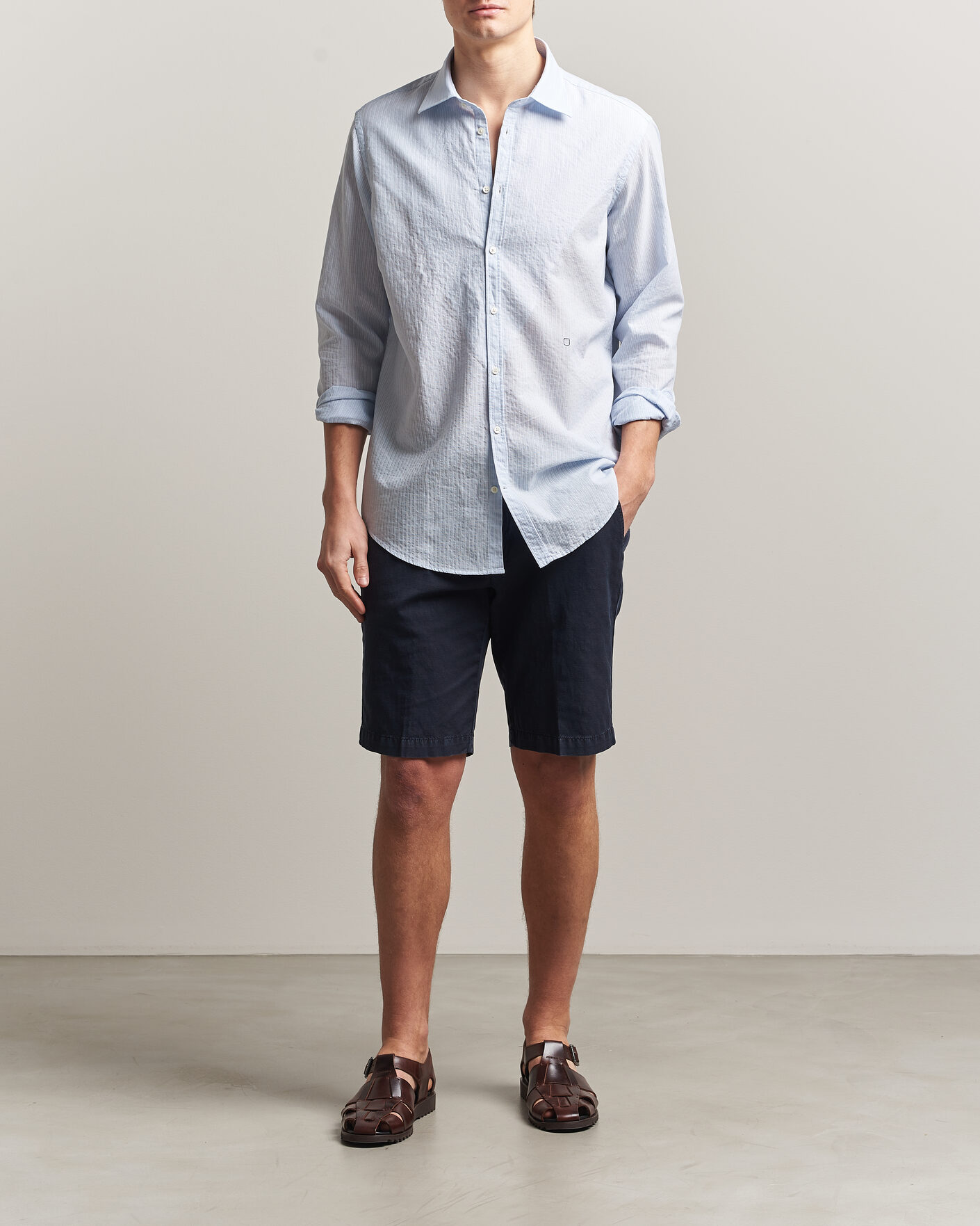 Herr | Skjortor | Massimo Alba | Genova Striped Shirt Sky Blue