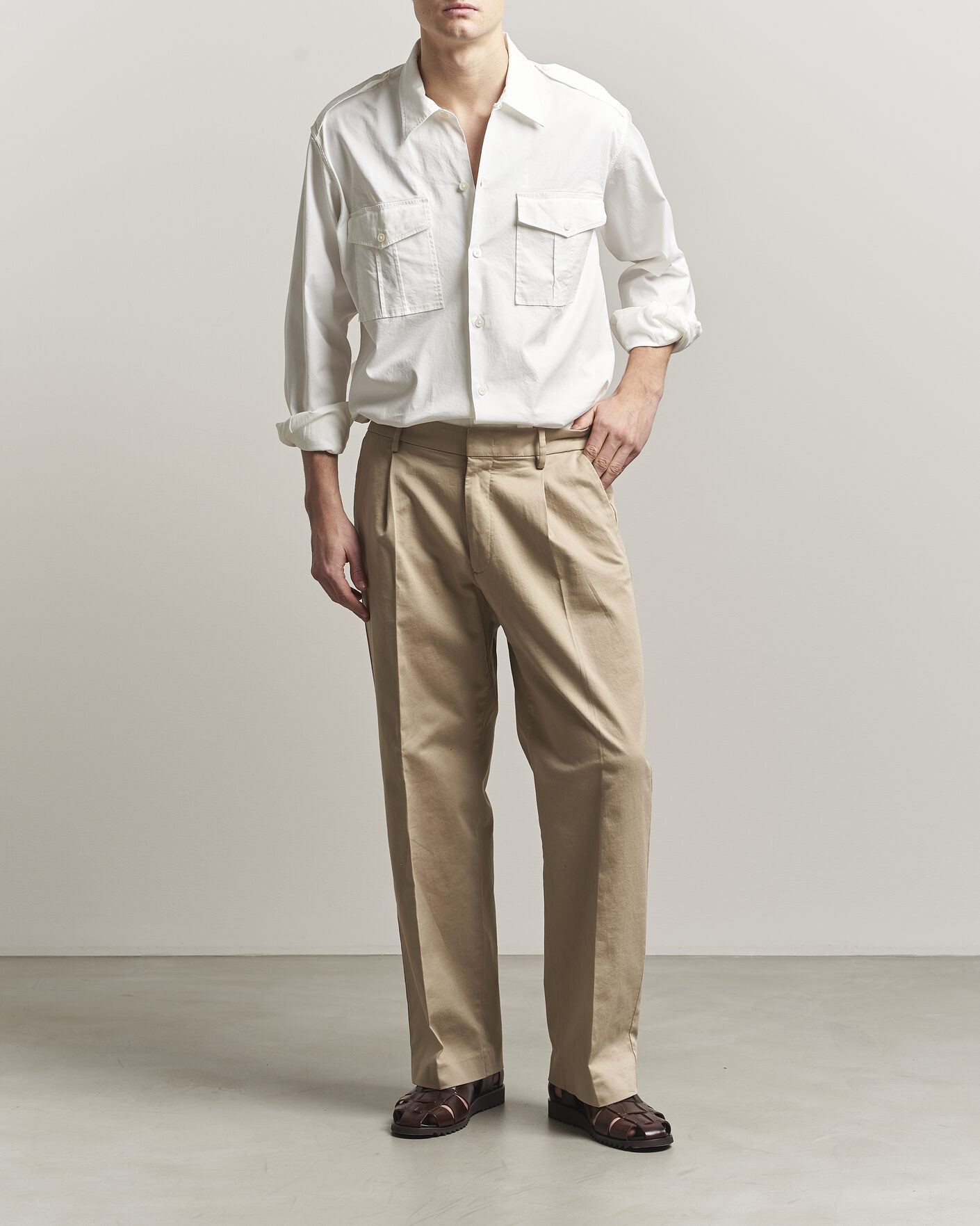 Herr | Skjortor | Massimo Alba | Army Double Pocket Shirt White