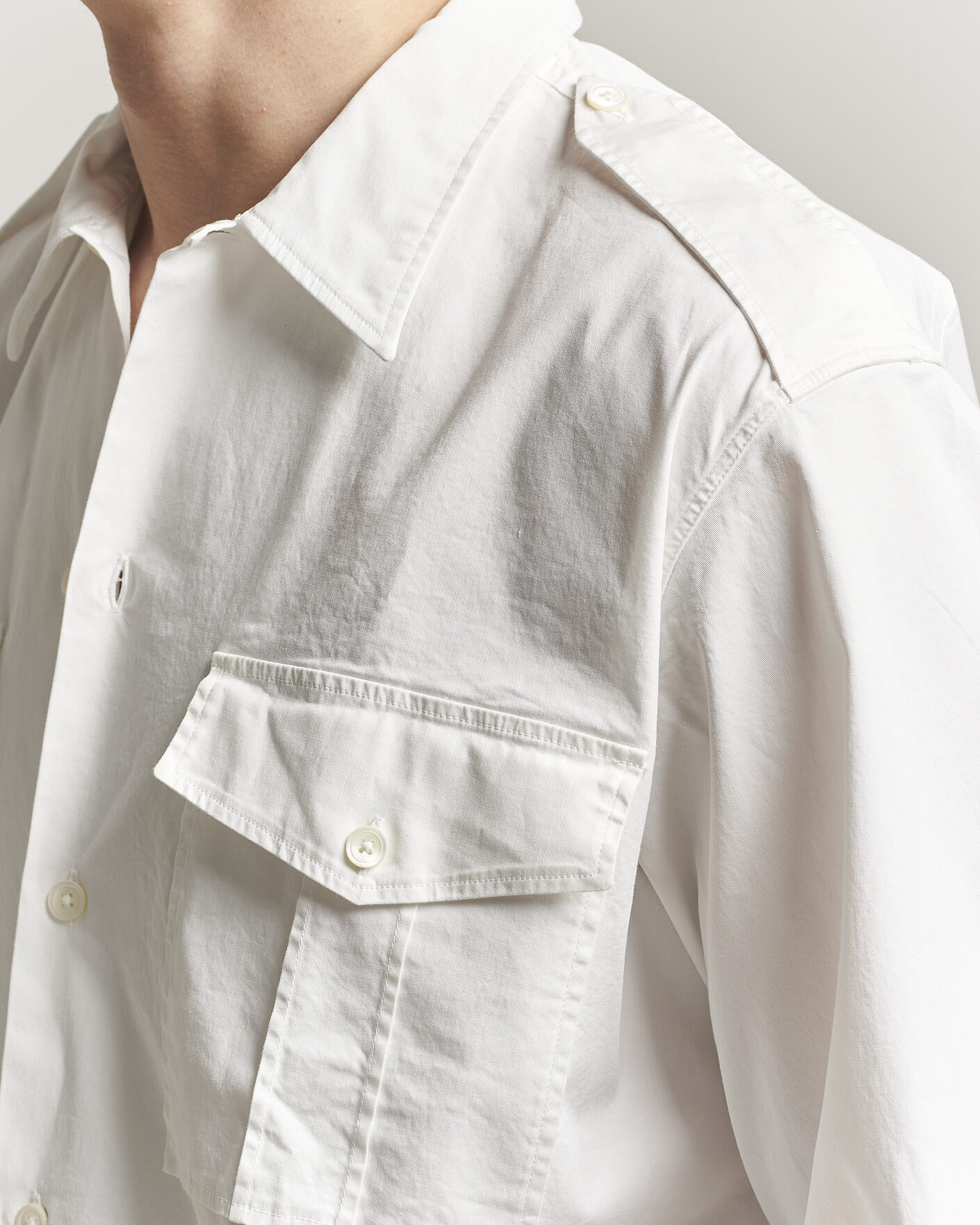 Herr | Skjortor | Massimo Alba | Army Double Pocket Shirt White