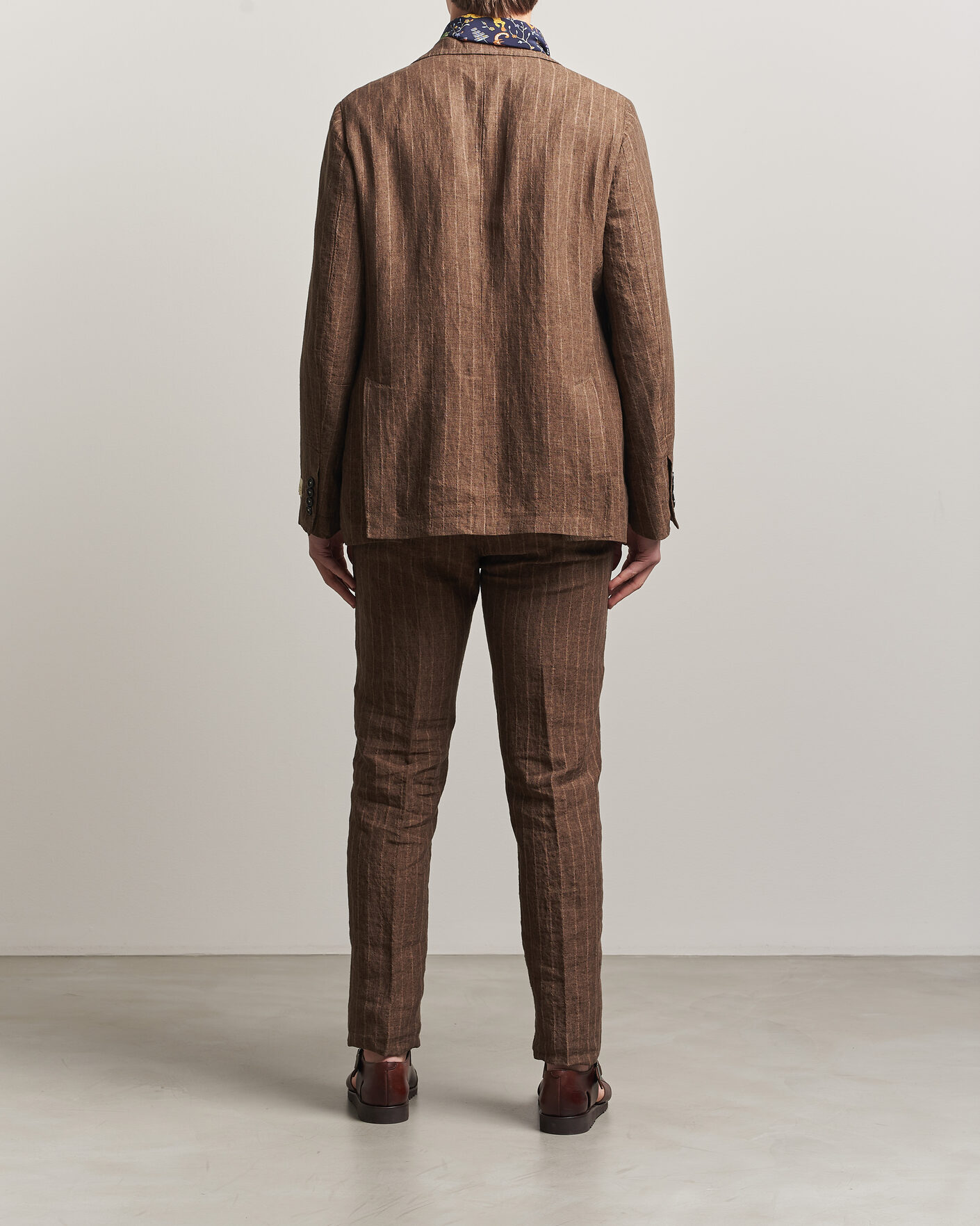 Herr | Kostymer | Massimo Alba | Sloop Linen Suit Brown Pinstripe