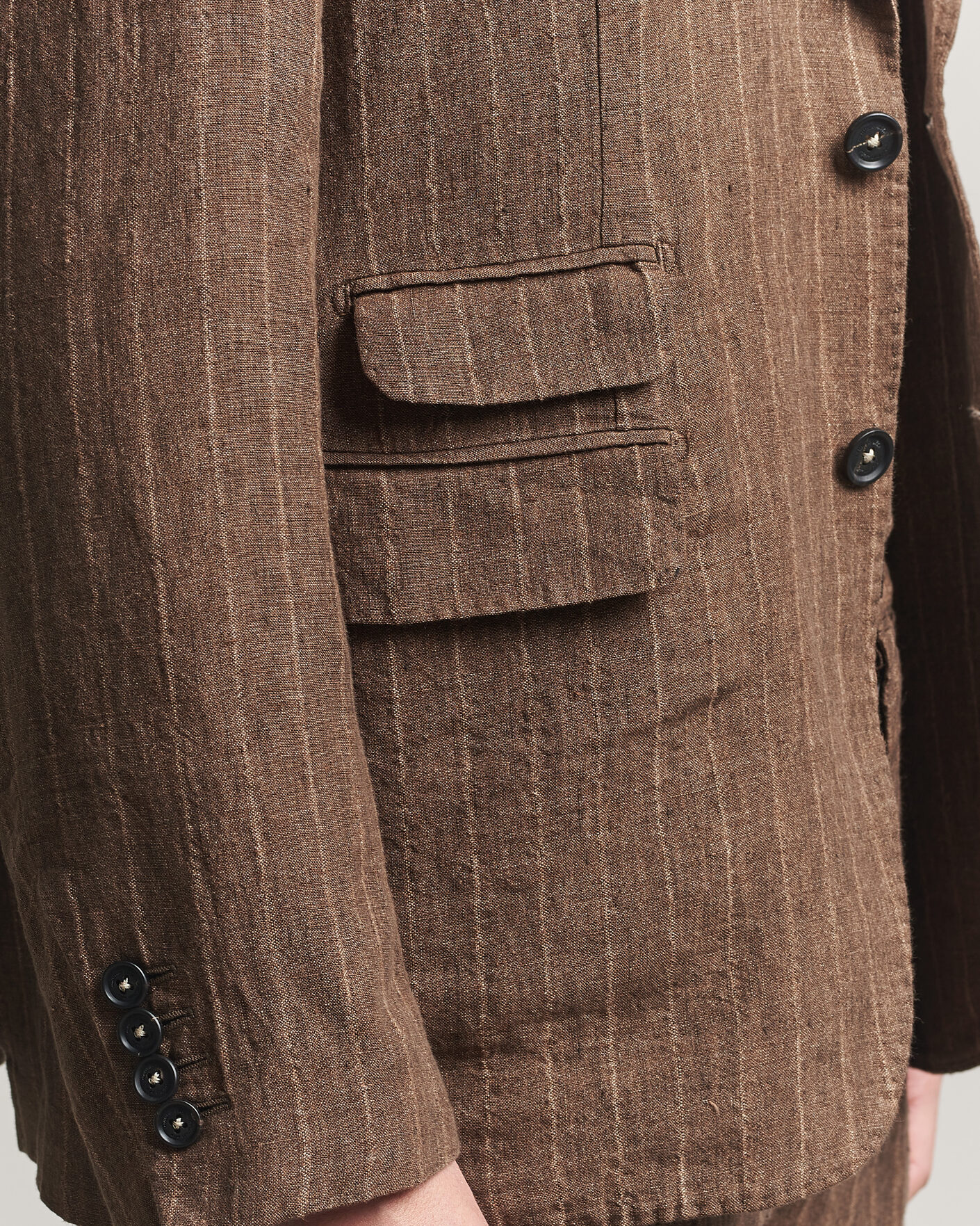Herr | Kostymer | Massimo Alba | Sloop Linen Suit Brown Pinstripe