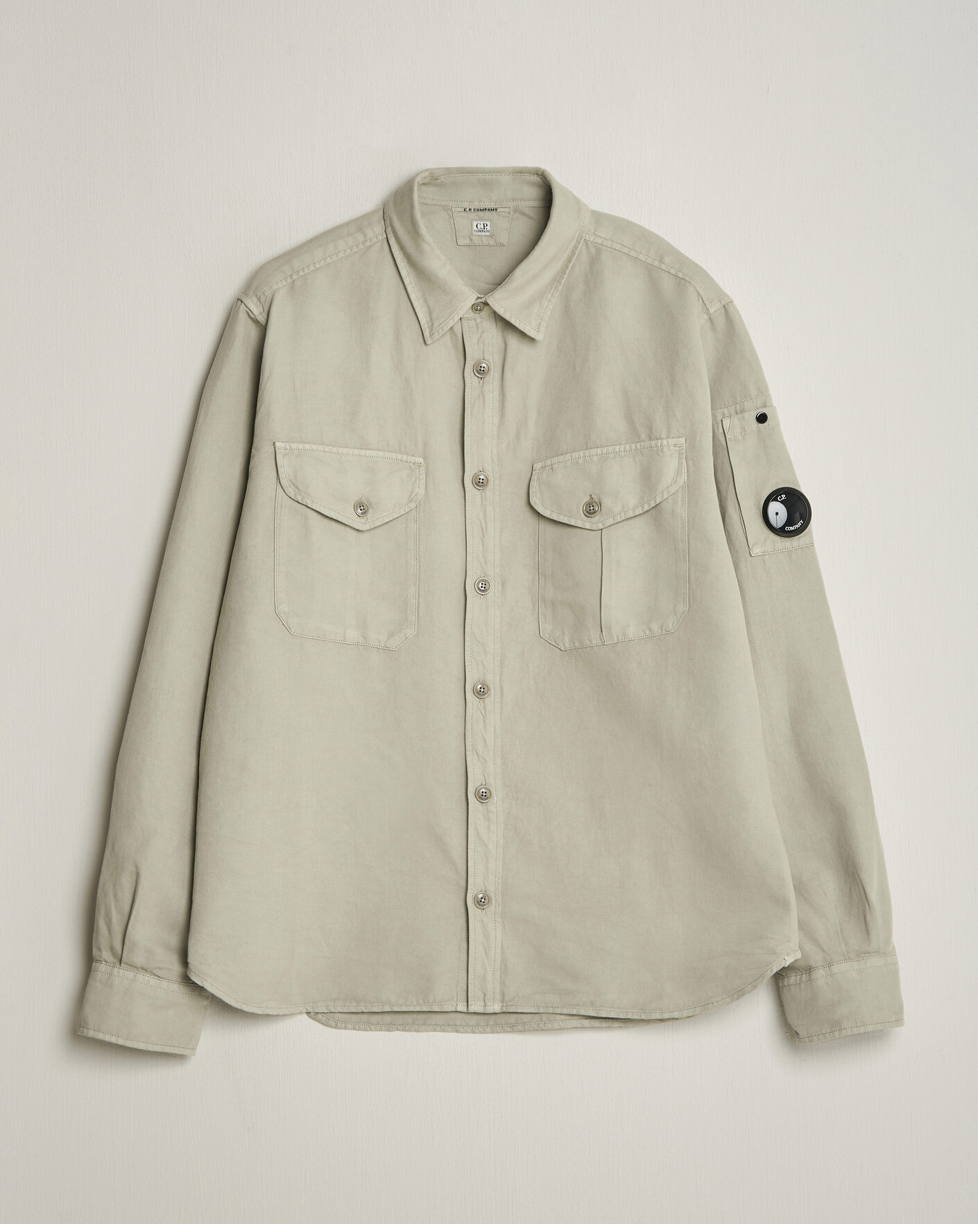 Herr | Skjortor | C.P. Company | Cotton/Linen Pocket Shirt Light Grey