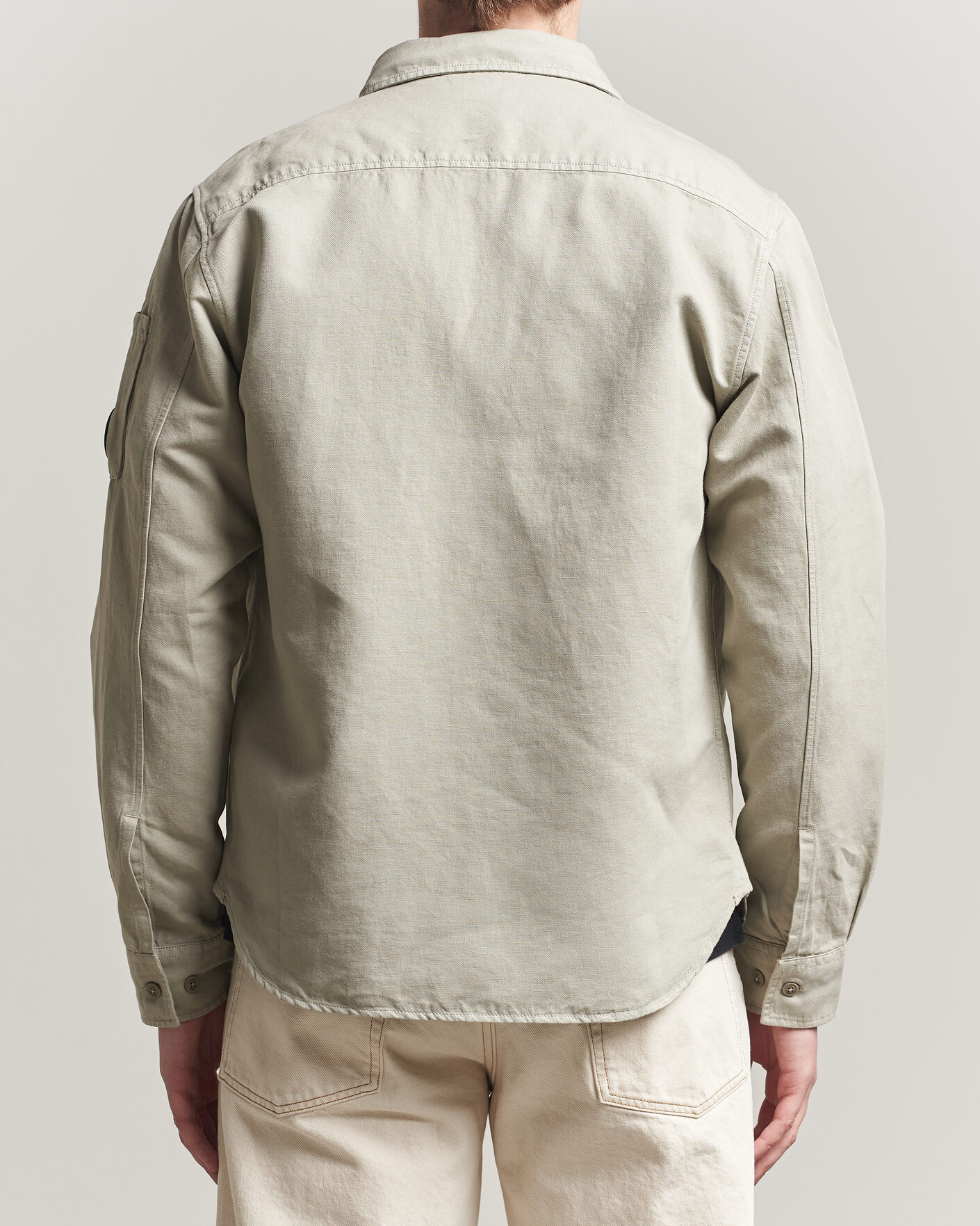 Herr | Skjortor | C.P. Company | Cotton/Linen Pocket Shirt Light Grey