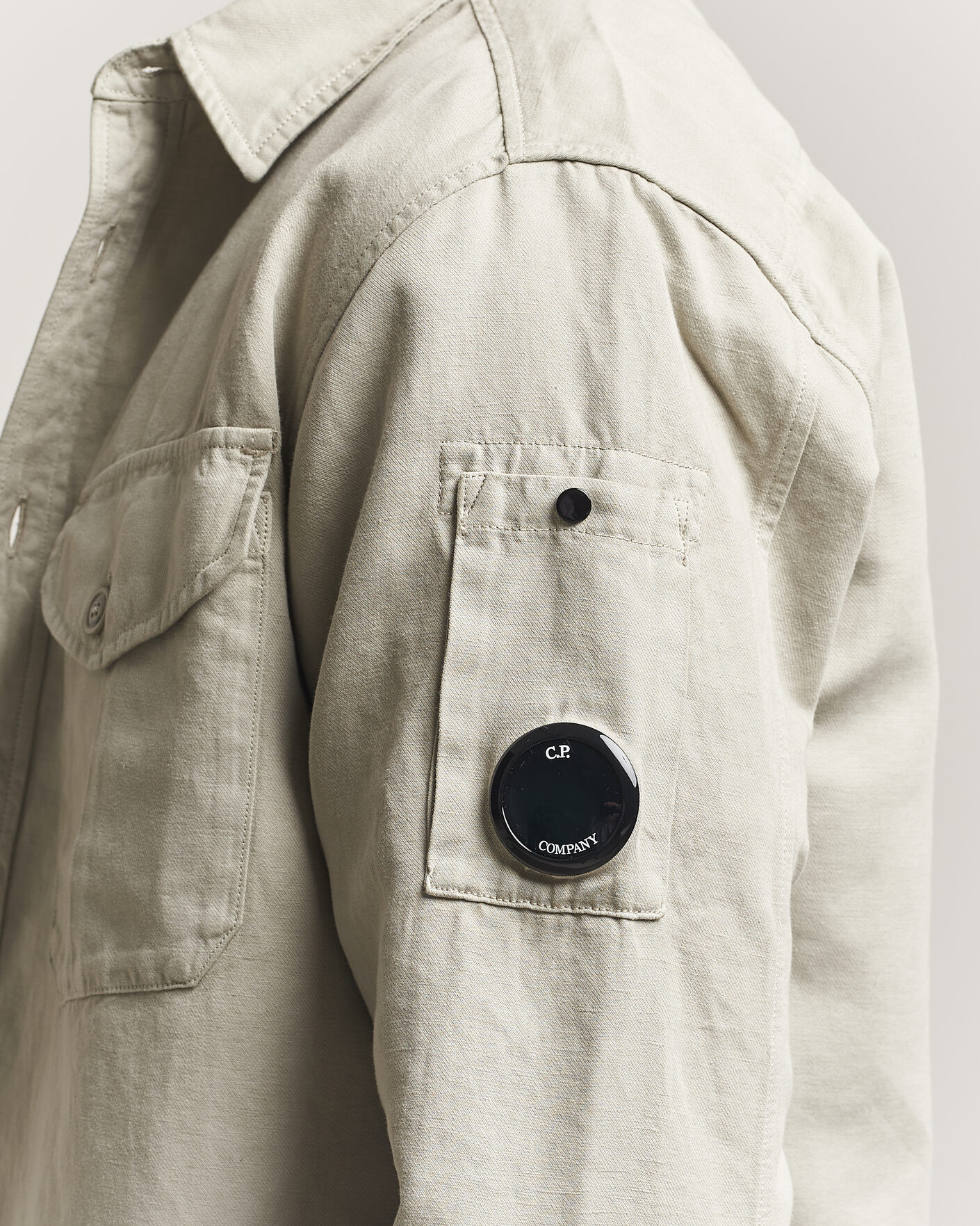 Herr | Skjortor | C.P. Company | Cotton/Linen Pocket Shirt Light Grey