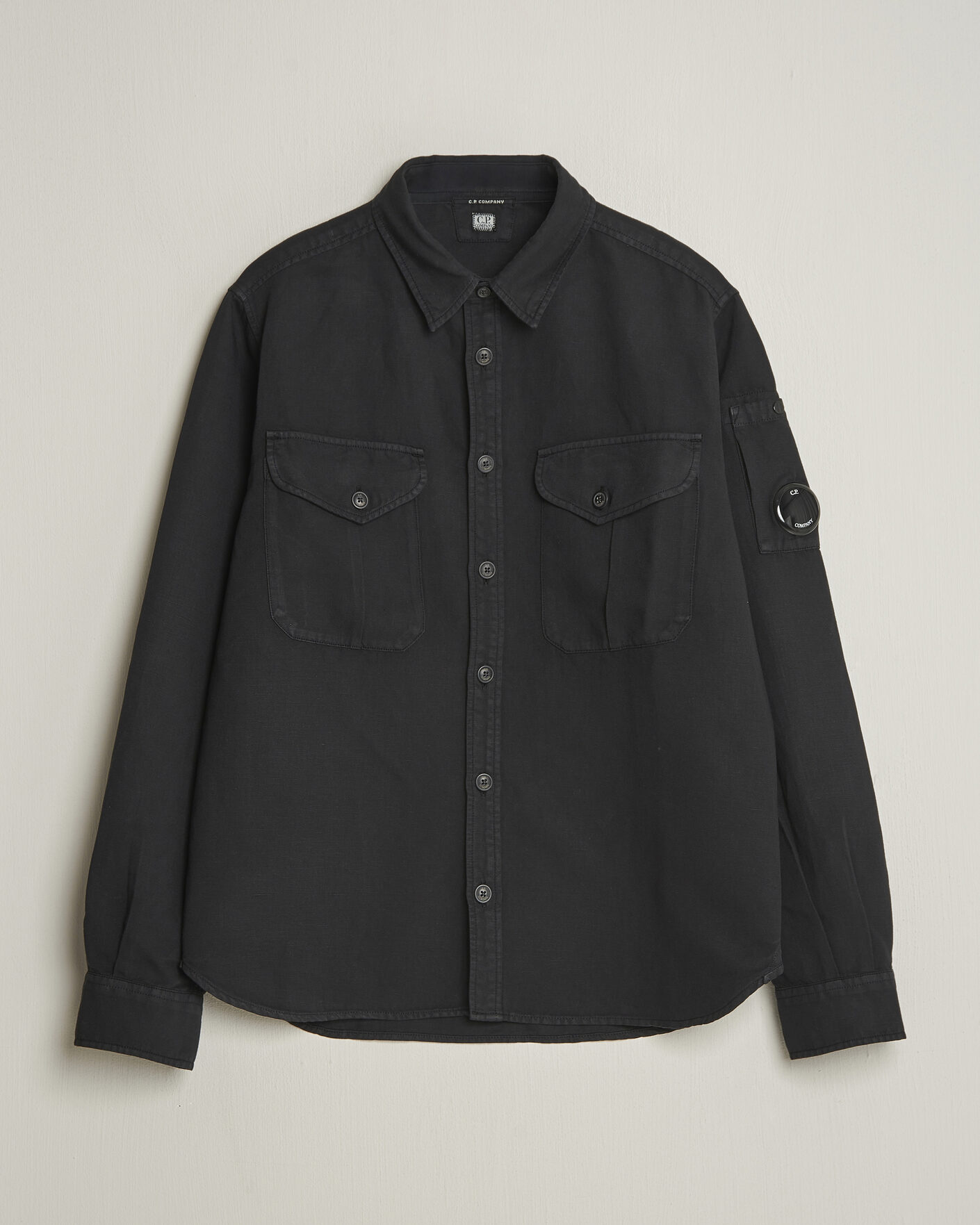 Herr | Skjortor | C.P. Company | Cotton/Linen Pocket Shirt Black