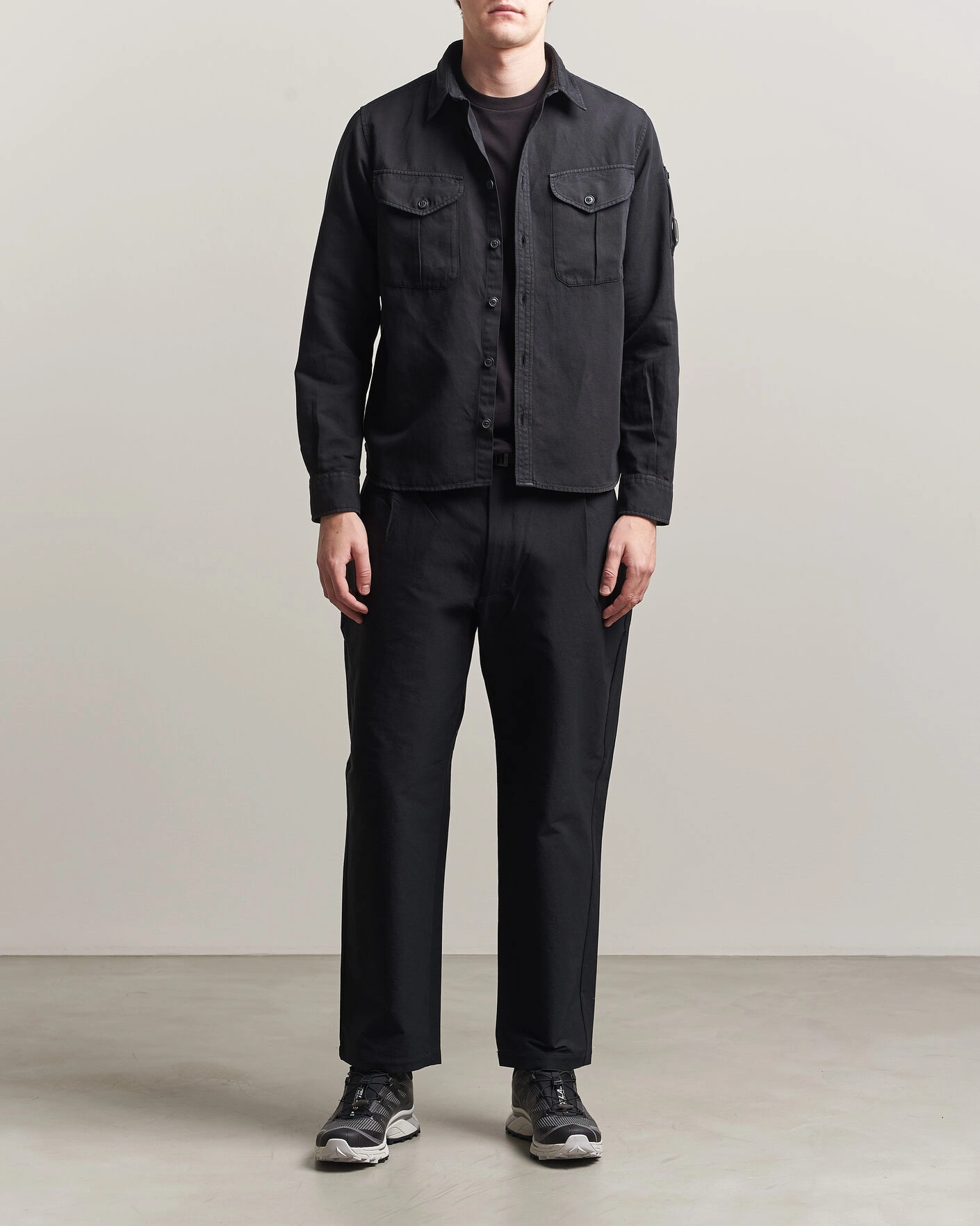 Herr | Skjortor | C.P. Company | Cotton/Linen Pocket Shirt Black