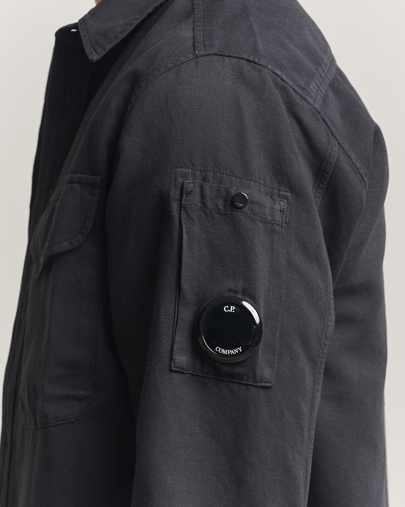 Herr | Skjortor | C.P. Company | Cotton/Linen Pocket Shirt Black