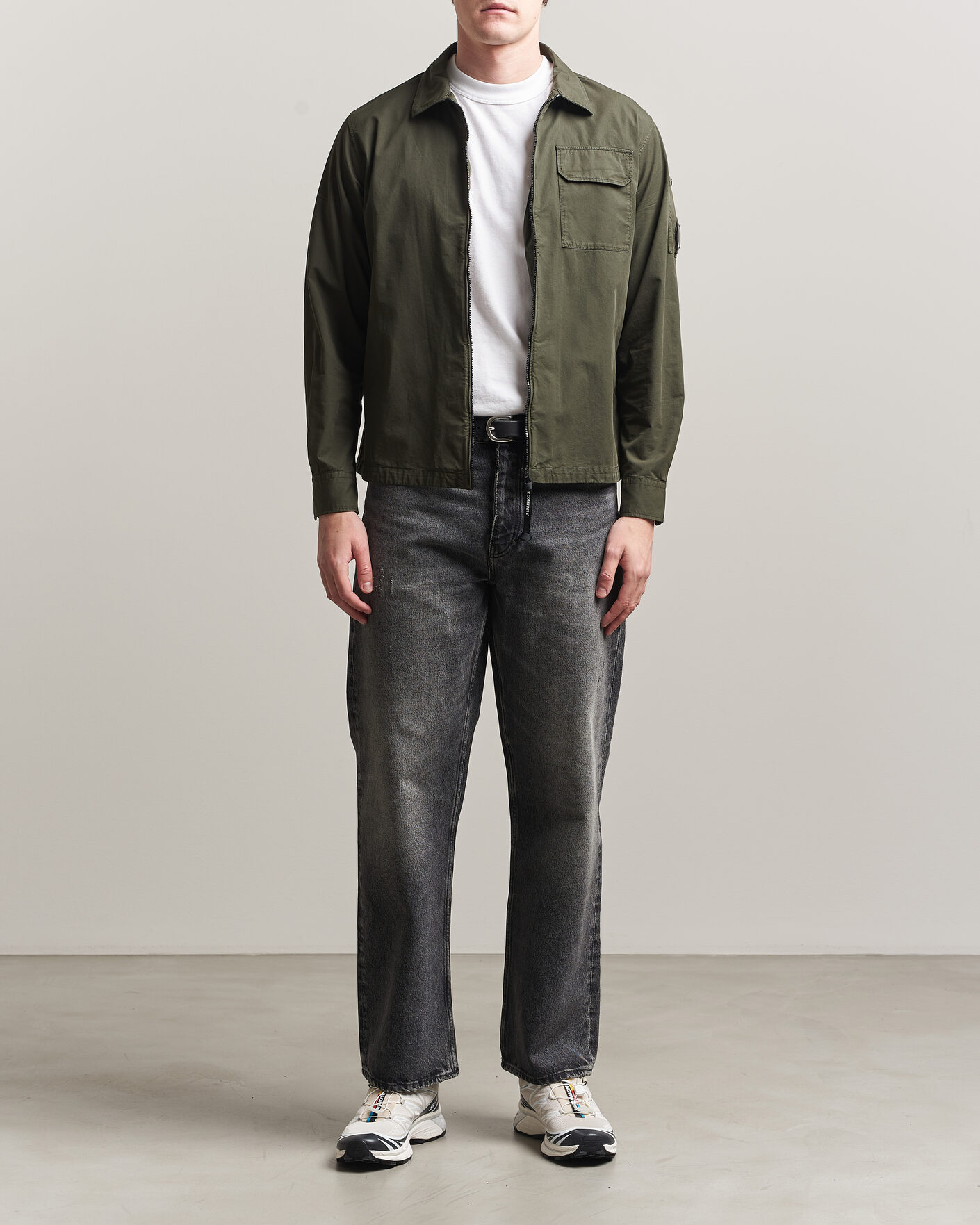 Herr | Skjortor | C.P. Company | Garment Dyed Gabardine Zip Overshirt Dark Green