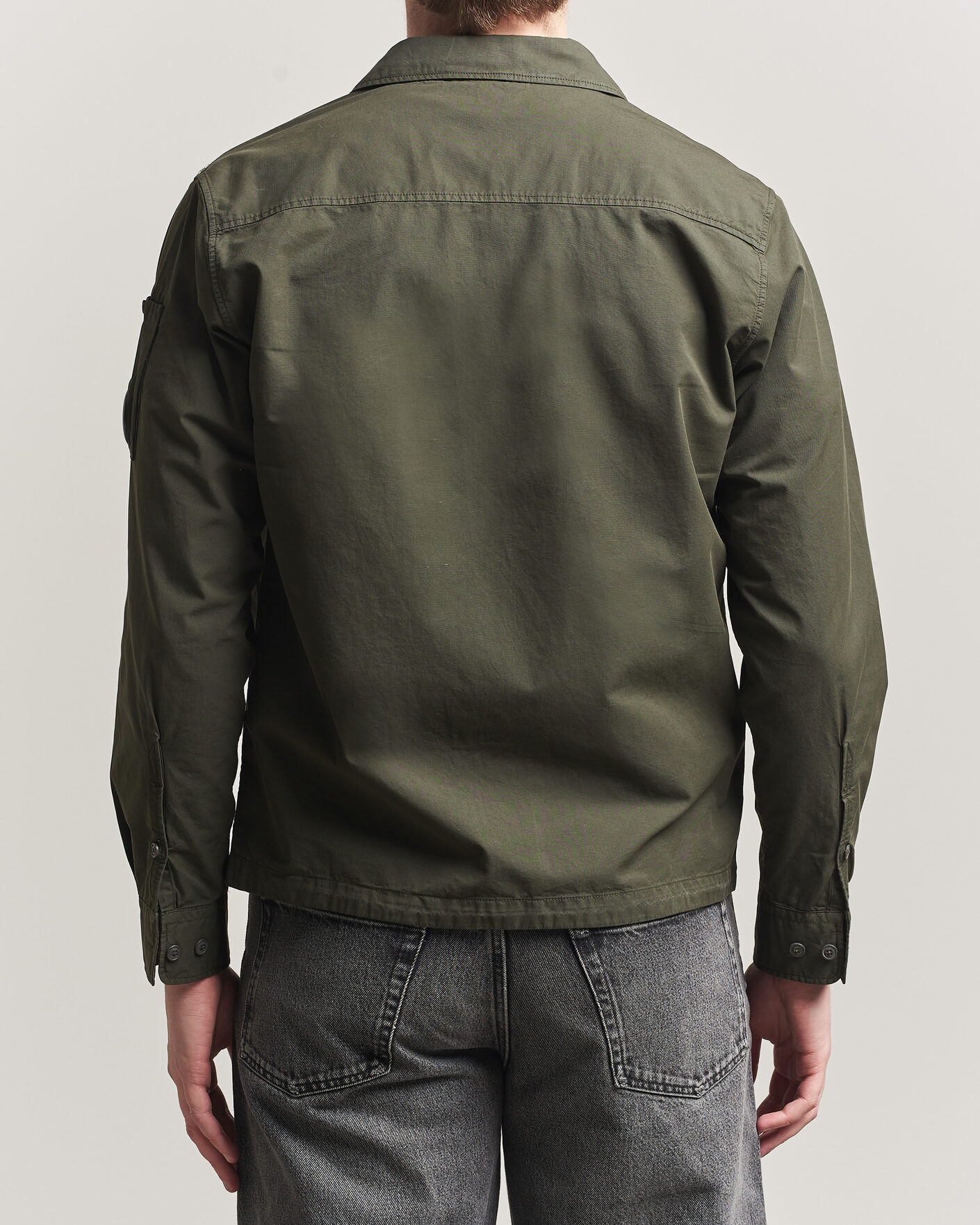 Herr | Skjortor | C.P. Company | Garment Dyed Gabardine Zip Overshirt Dark Green