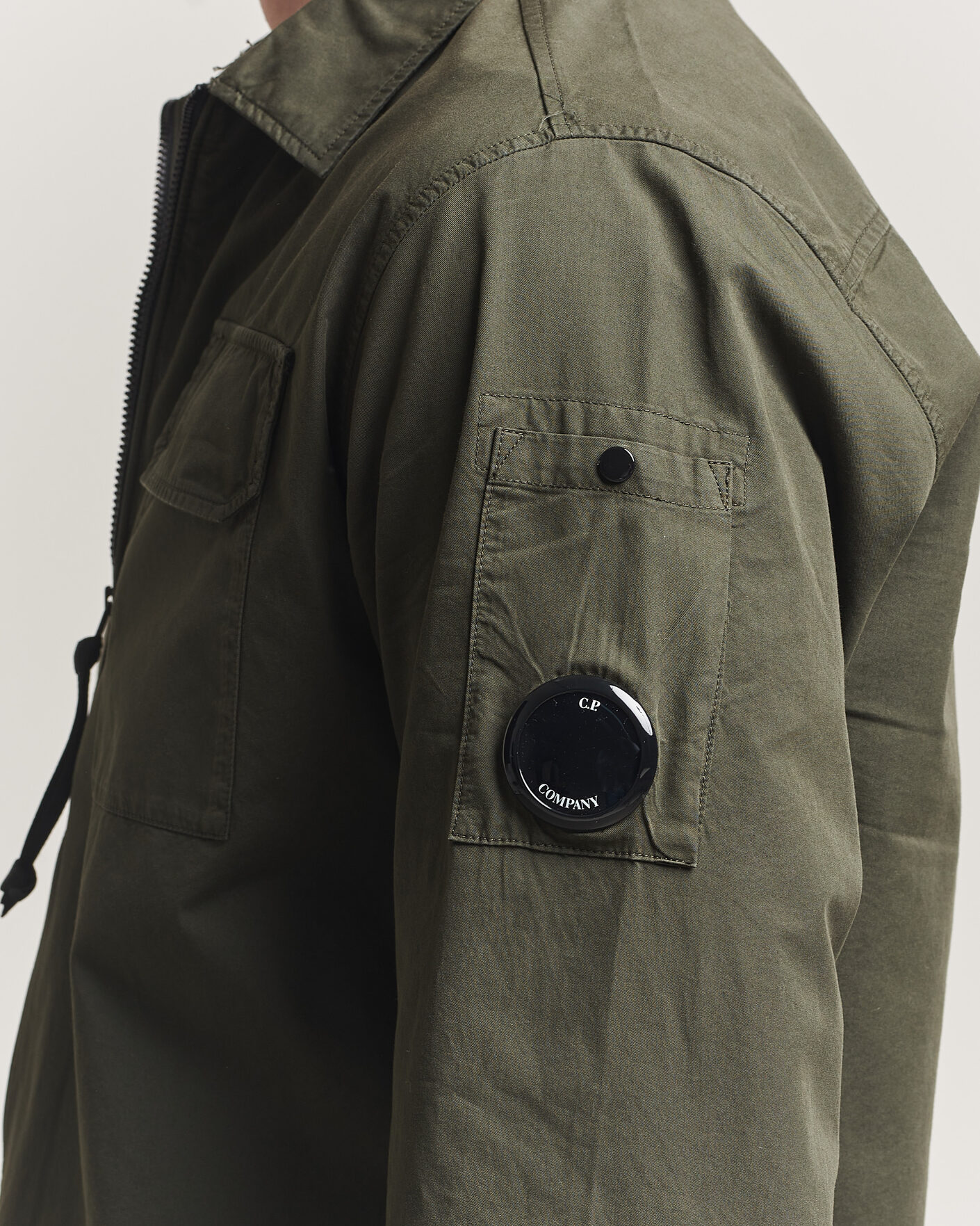 Herr | Skjortor | C.P. Company | Garment Dyed Gabardine Zip Overshirt Dark Green