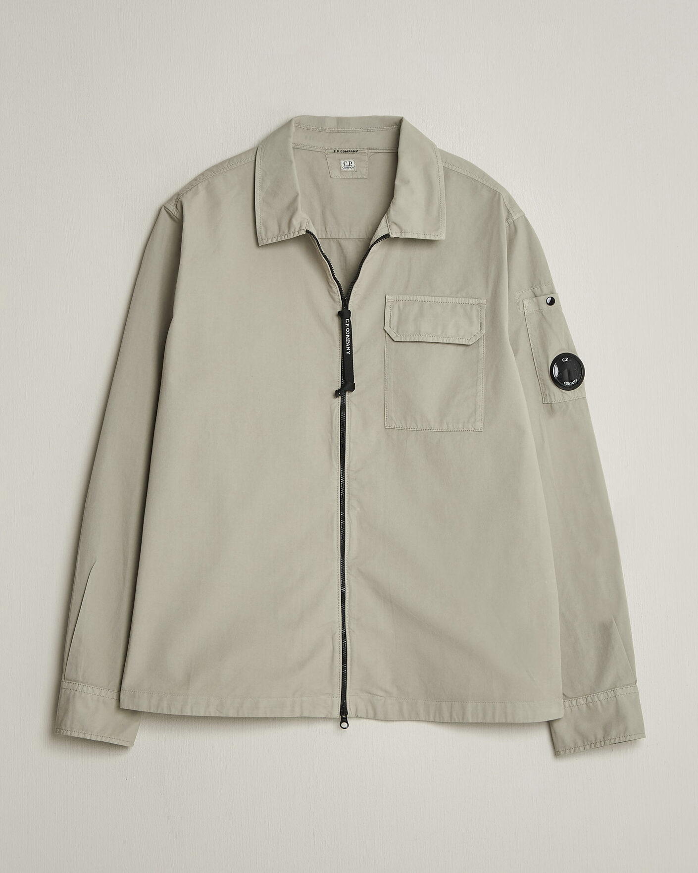 Herr | Skjortor | C.P. Company | Garment Dyed Gabardine Zip Overshirt Light Grey