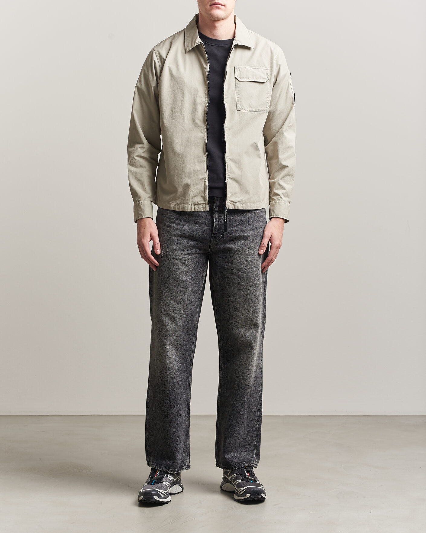 Herr | Skjortor | C.P. Company | Garment Dyed Gabardine Zip Overshirt Light Grey