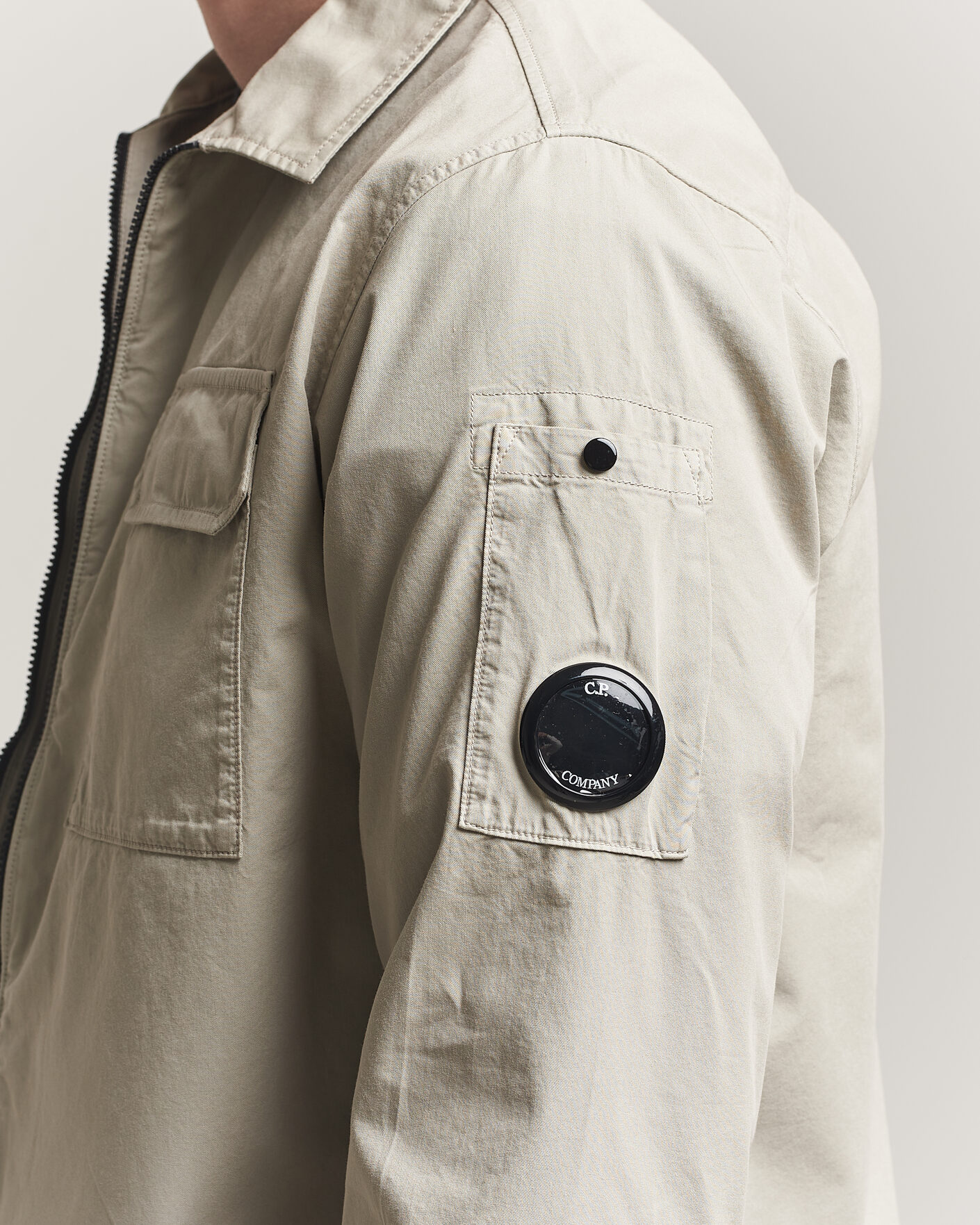 Herr | Skjortor | C.P. Company | Garment Dyed Gabardine Zip Overshirt Light Grey