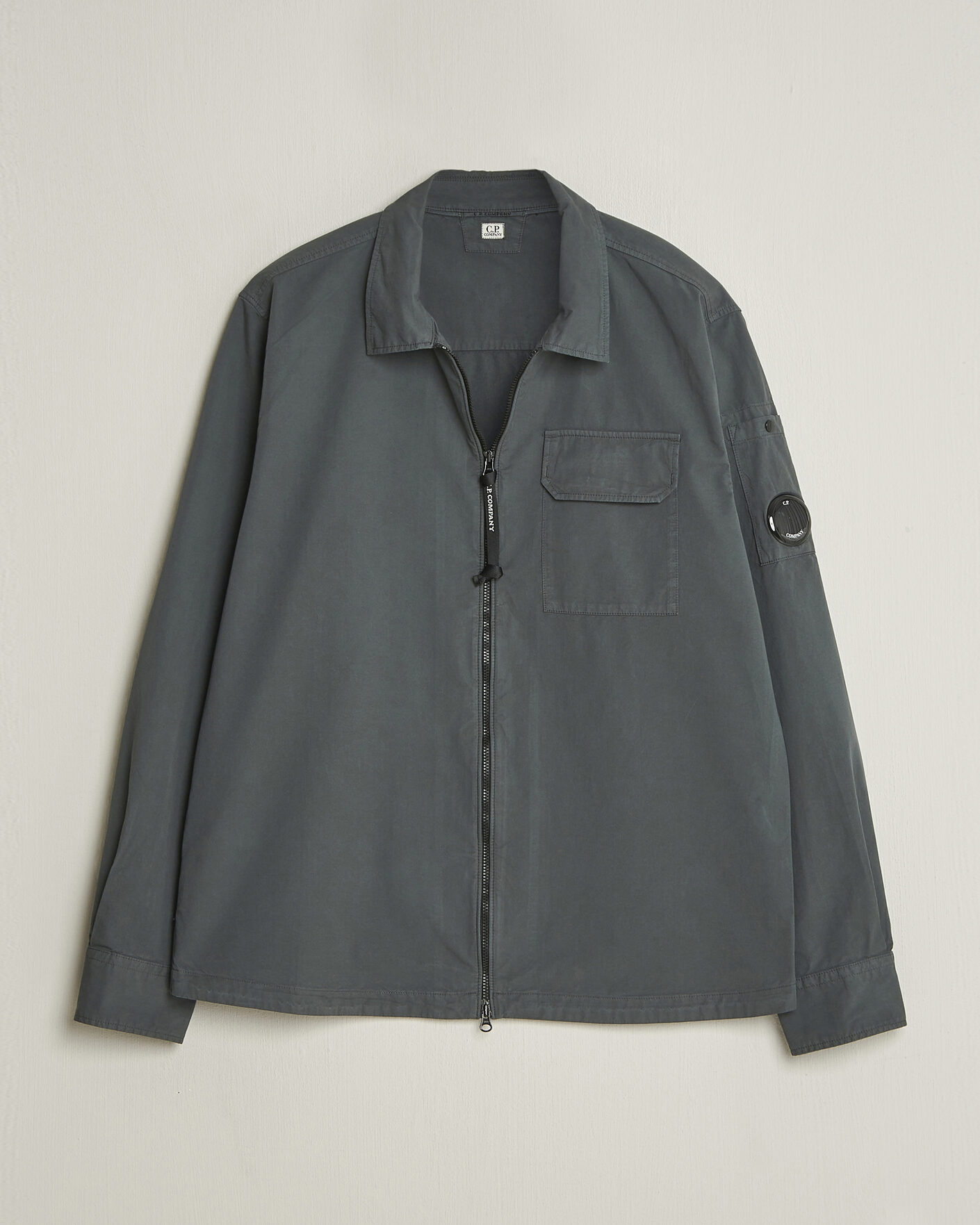 Herr | Skjortor | C.P. Company | Garment Dyed Gabardine Zip Overshirt Dark Grey