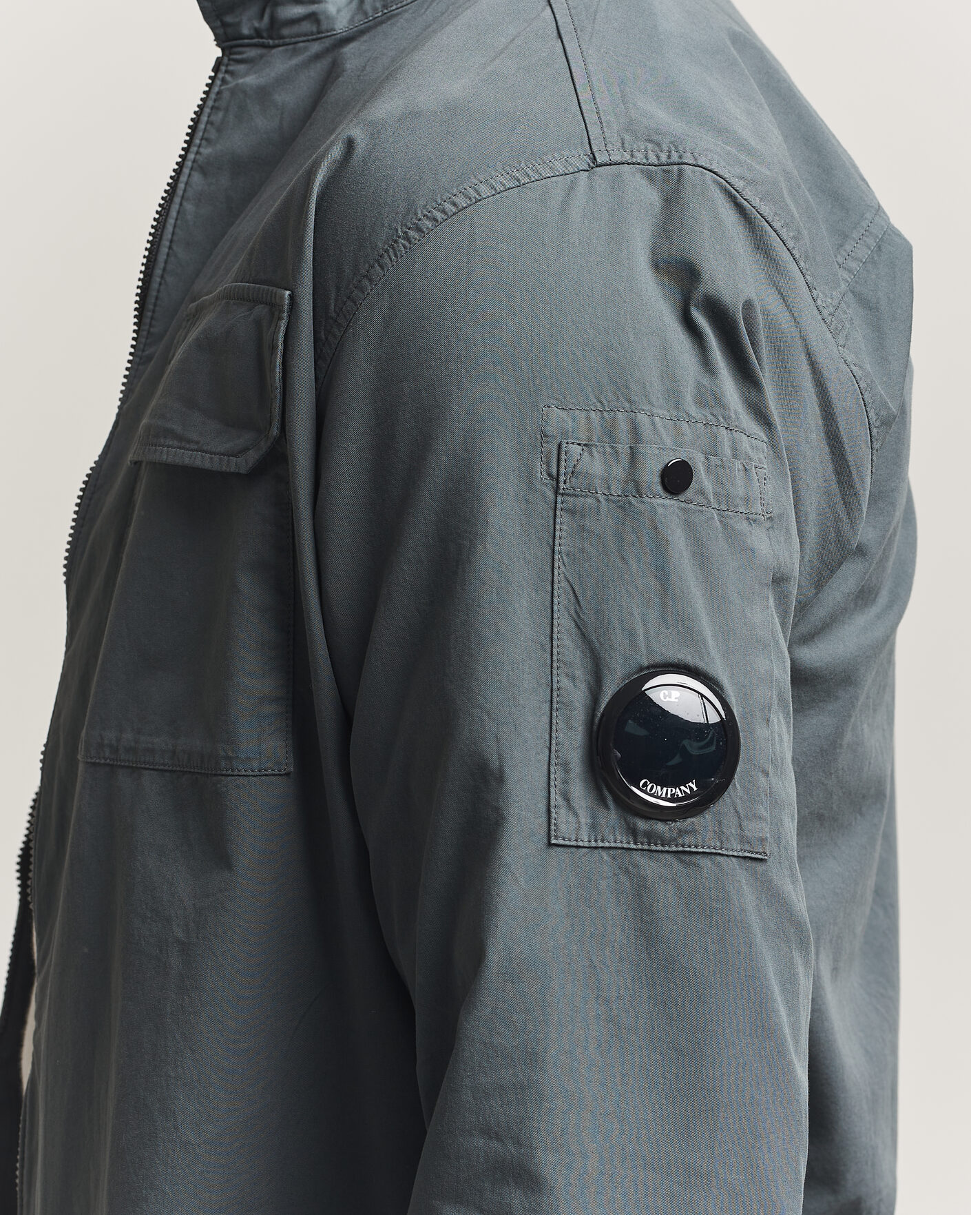 Herr | Skjortor | C.P. Company | Garment Dyed Gabardine Zip Overshirt Dark Grey