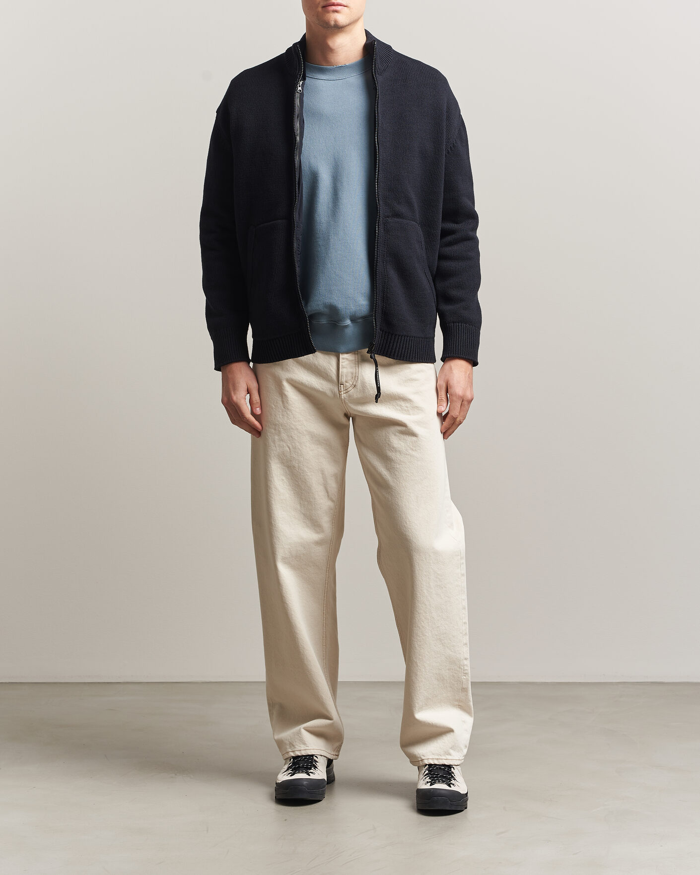 Herr | Tröjor | C.P. Company | Cotton Mix 2 in 1 Knitted Sweater Navy
