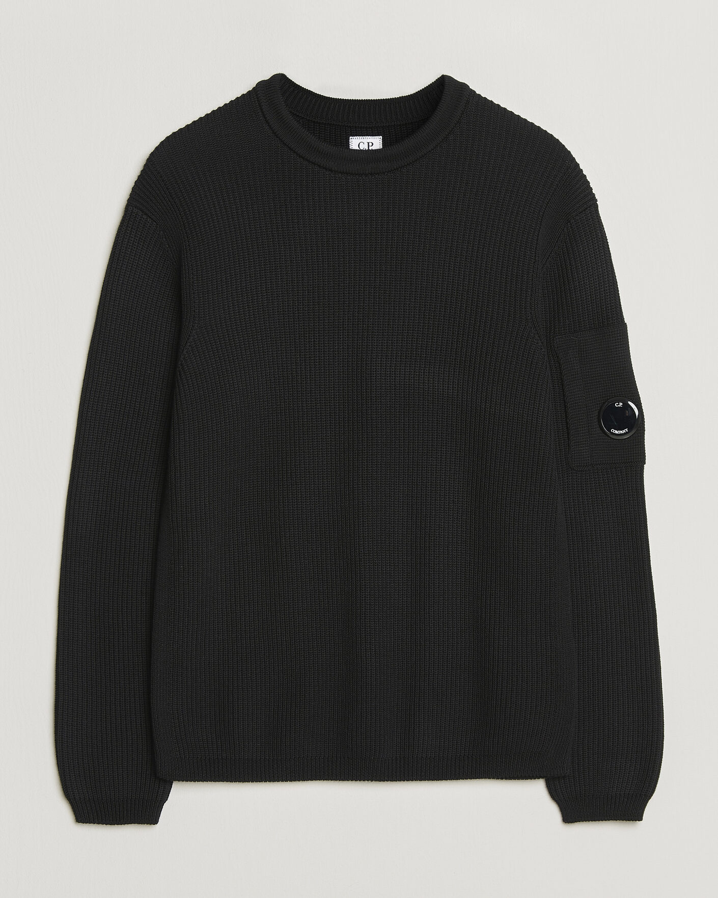 Herr | Tröjor | C.P. Company | Sea Island Knitted Cotton Crewneck Black