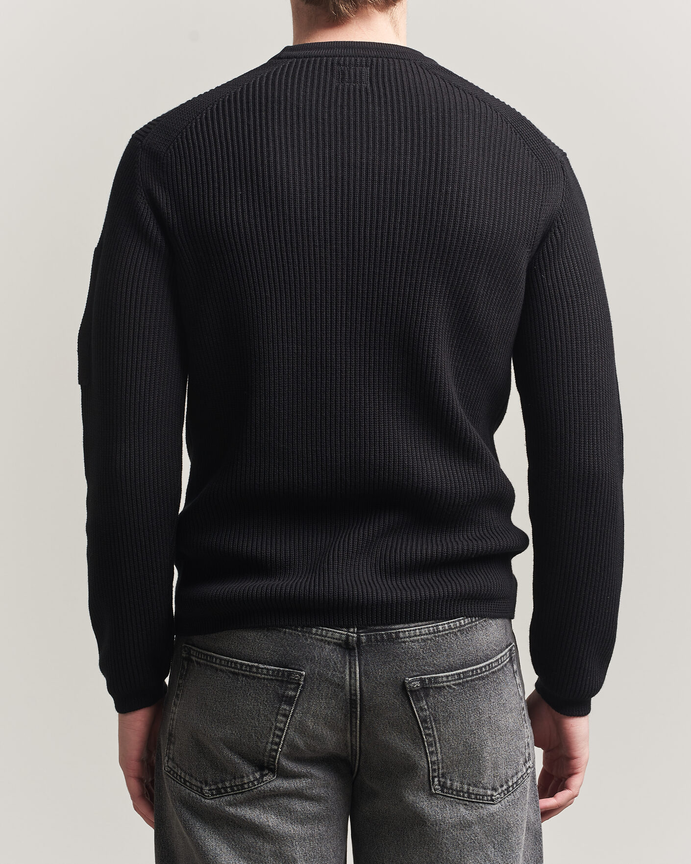 Herr | Tröjor | C.P. Company | Sea Island Knitted Cotton Crewneck Black