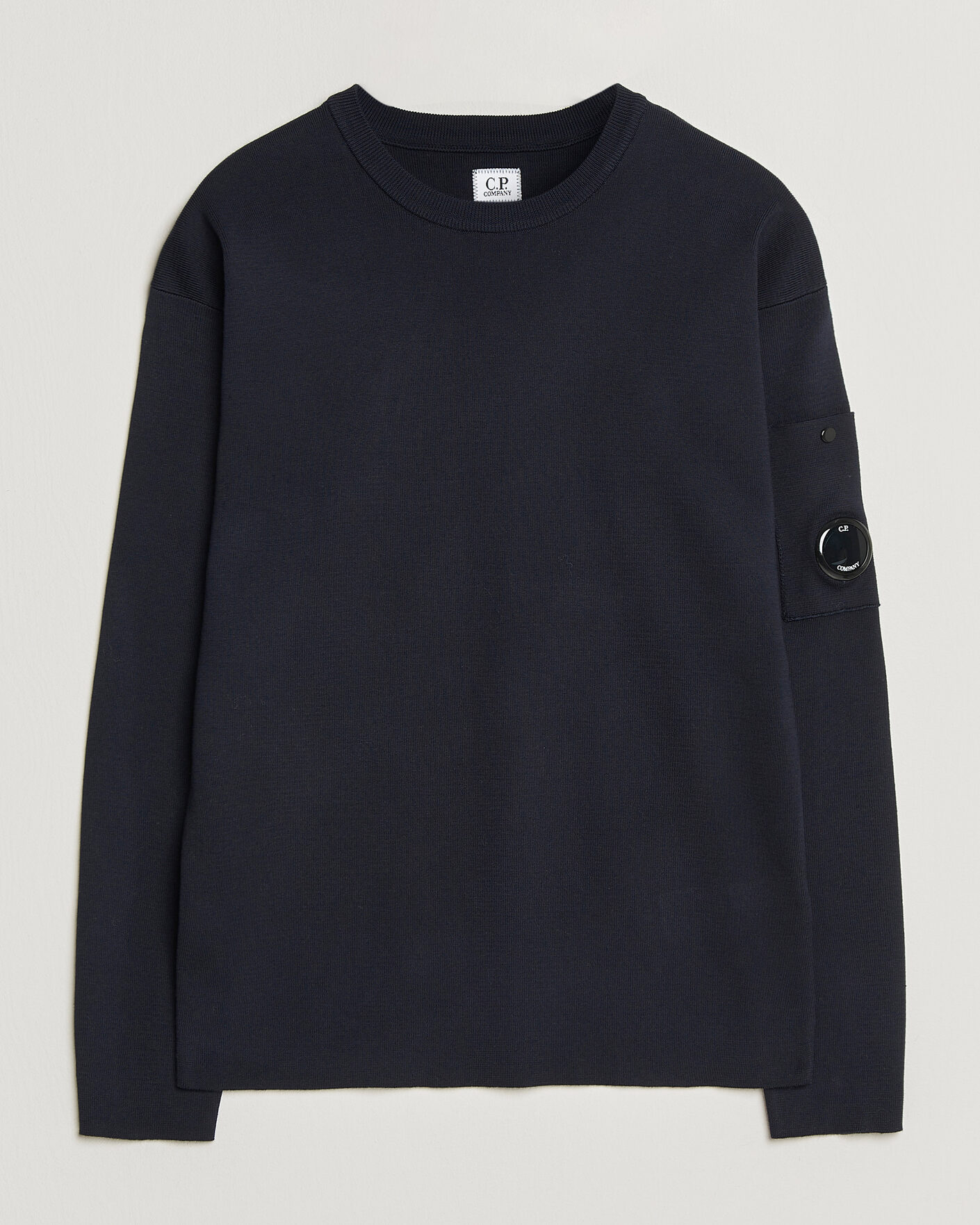 Herr | Tröjor | C.P. Company | Sea Island Fine Knit Cotton Lens Crewneck Navy