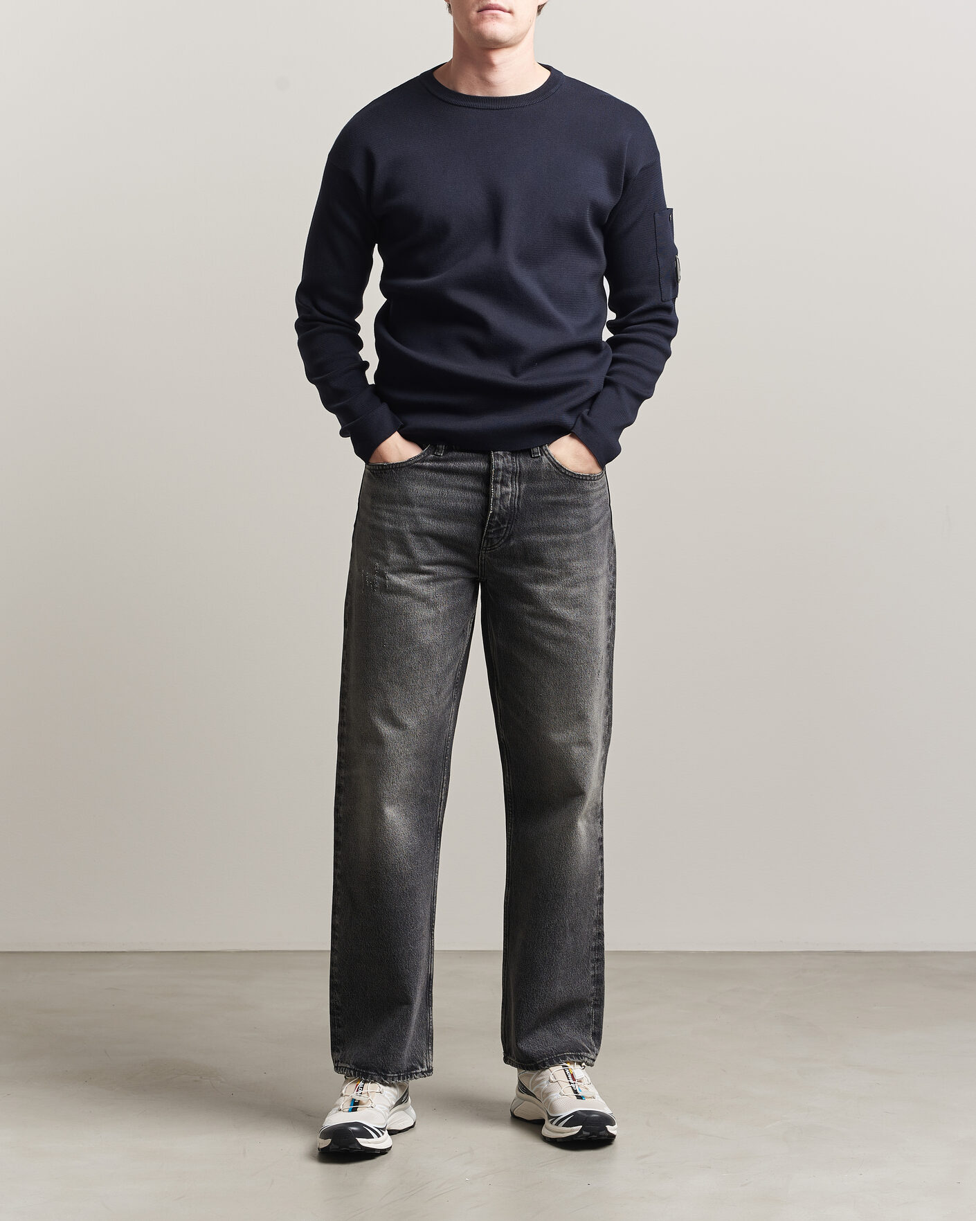 Herr | Tröjor | C.P. Company | Sea Island Fine Knit Cotton Lens Crewneck Navy