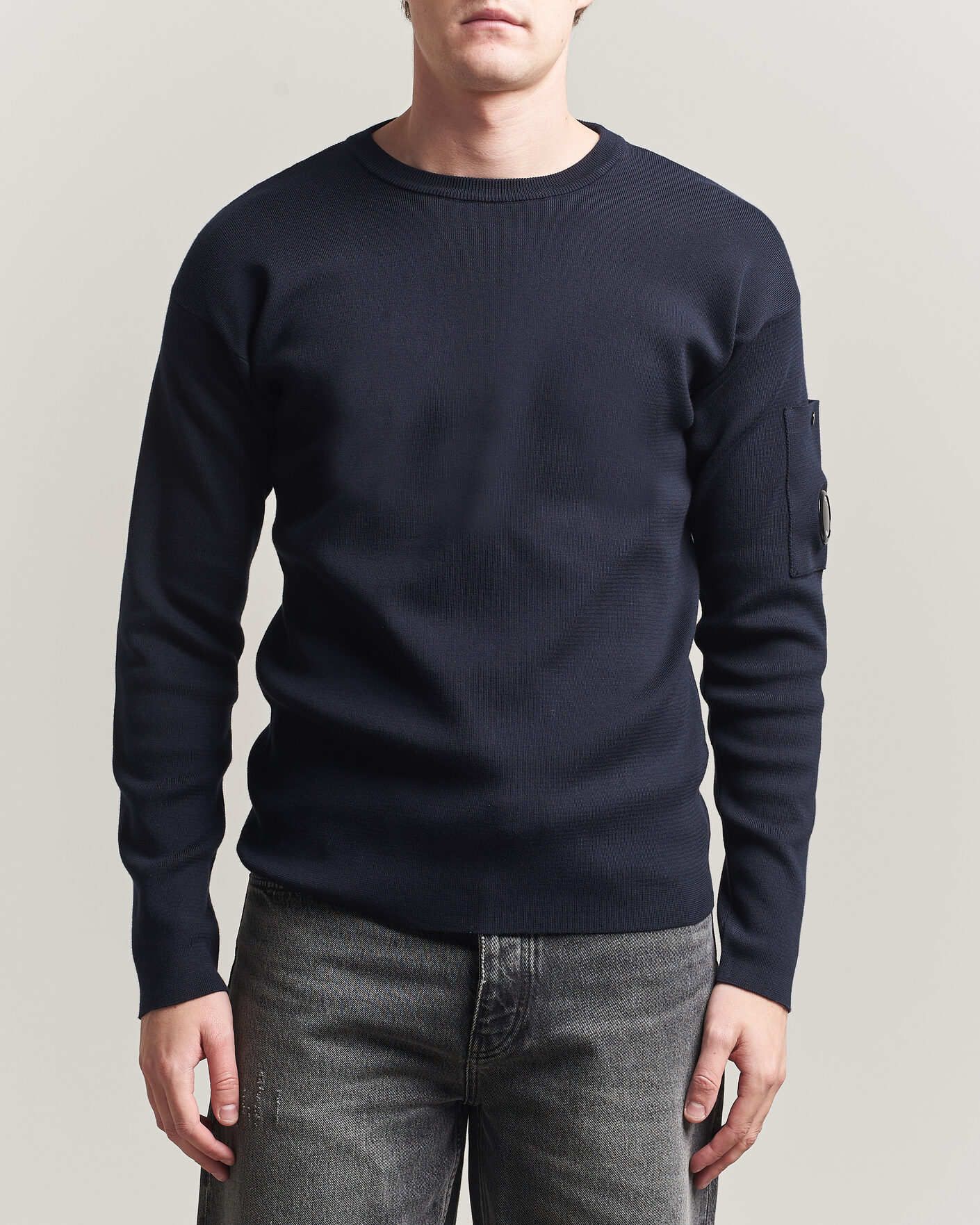Herr | Tröjor | C.P. Company | Sea Island Fine Knit Cotton Lens Crewneck Navy