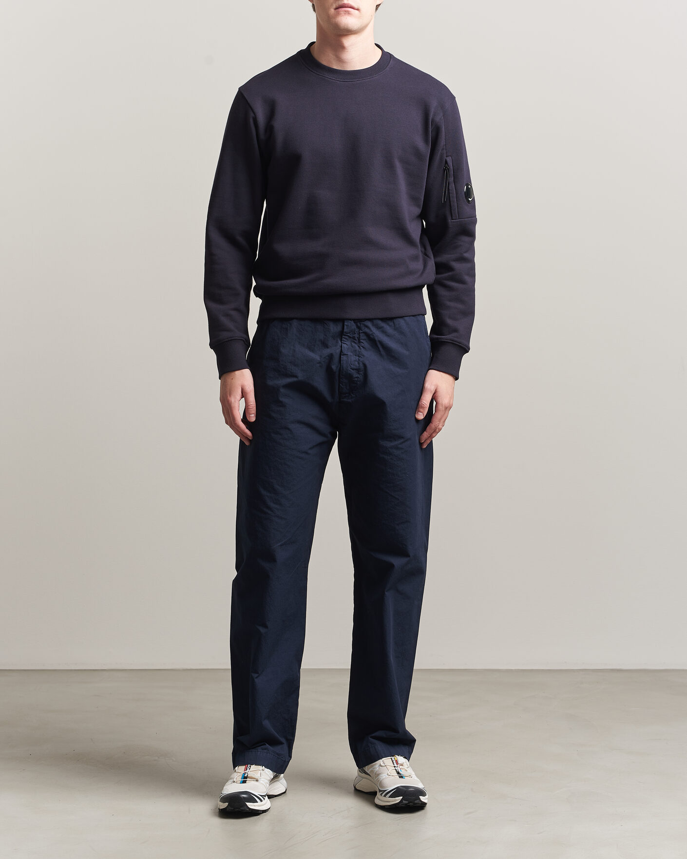 Herr | Tröjor | C.P. Company | Diagonal Raised Fleece Lens Sweatshirt Navy