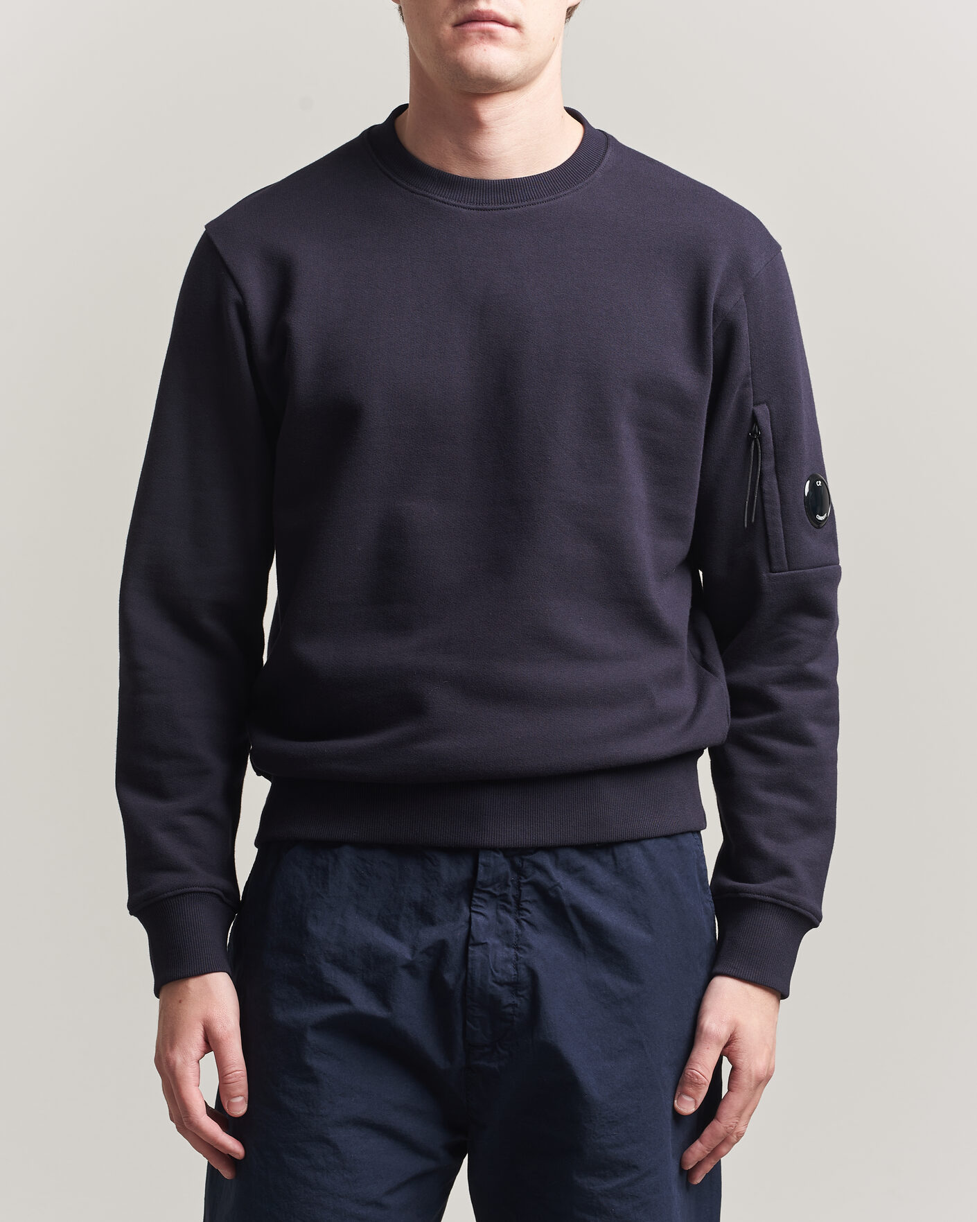 Herr | Tröjor | C.P. Company | Diagonal Raised Fleece Lens Sweatshirt Navy