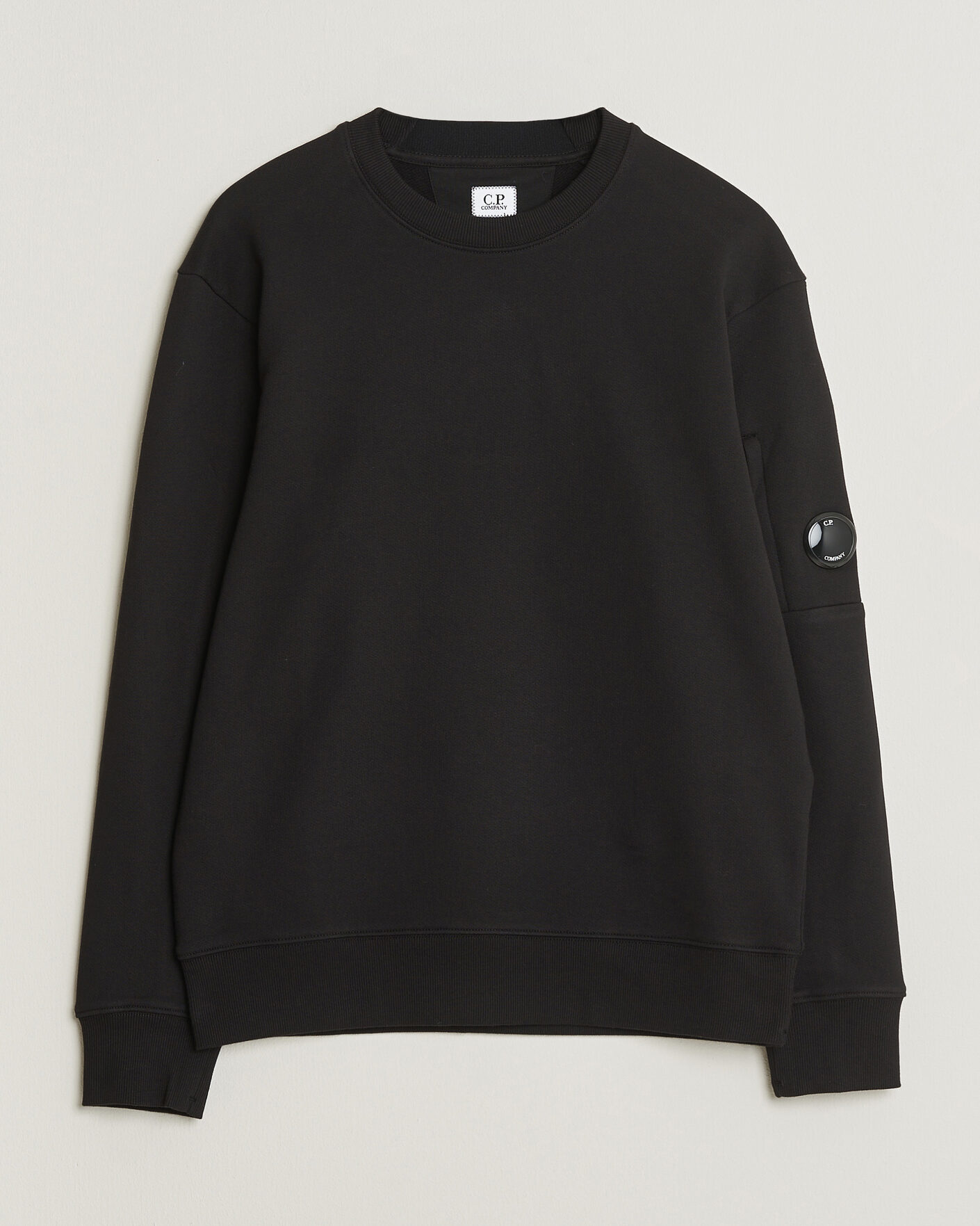 Herr | Tröjor | C.P. Company | Diagonal Raised Fleece Lens Sweatshirt Black