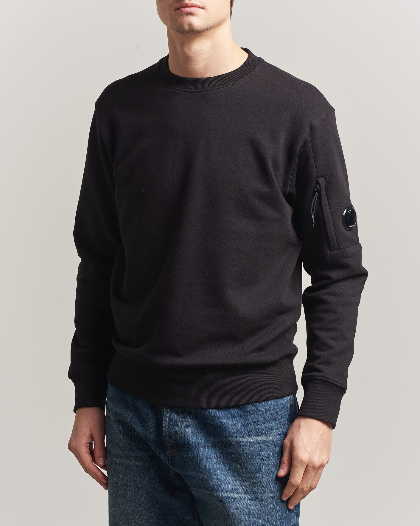 Herr | Tröjor | C.P. Company | Diagonal Raised Fleece Lens Sweatshirt Black