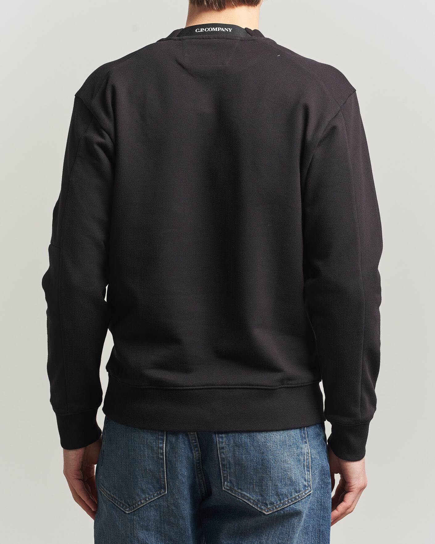 Herr | Tröjor | C.P. Company | Diagonal Raised Fleece Lens Sweatshirt Black