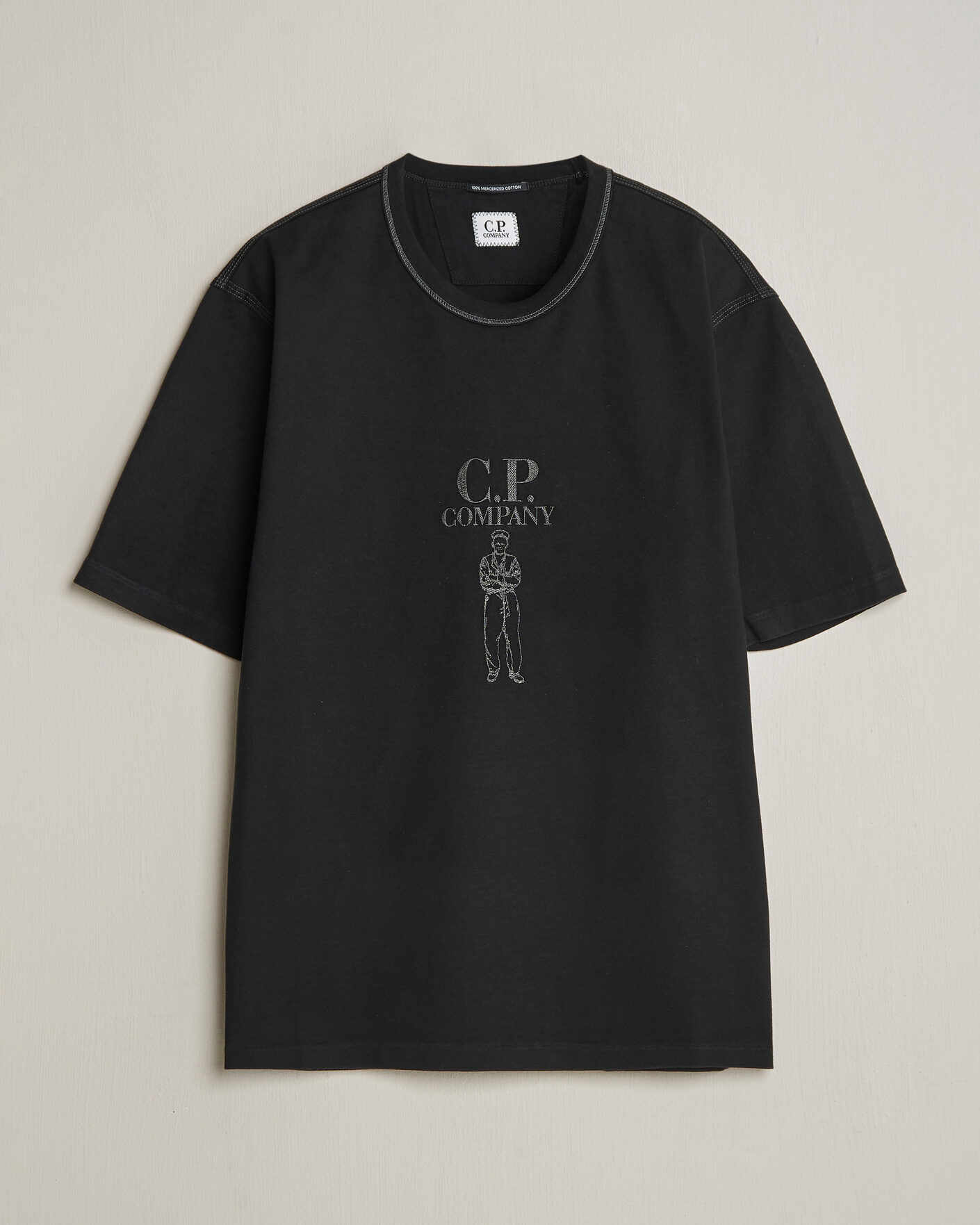 Herr | T-Shirts | C.P. Company | Mercerized Heavy Cotton Chest Logo T-Shirt Black
